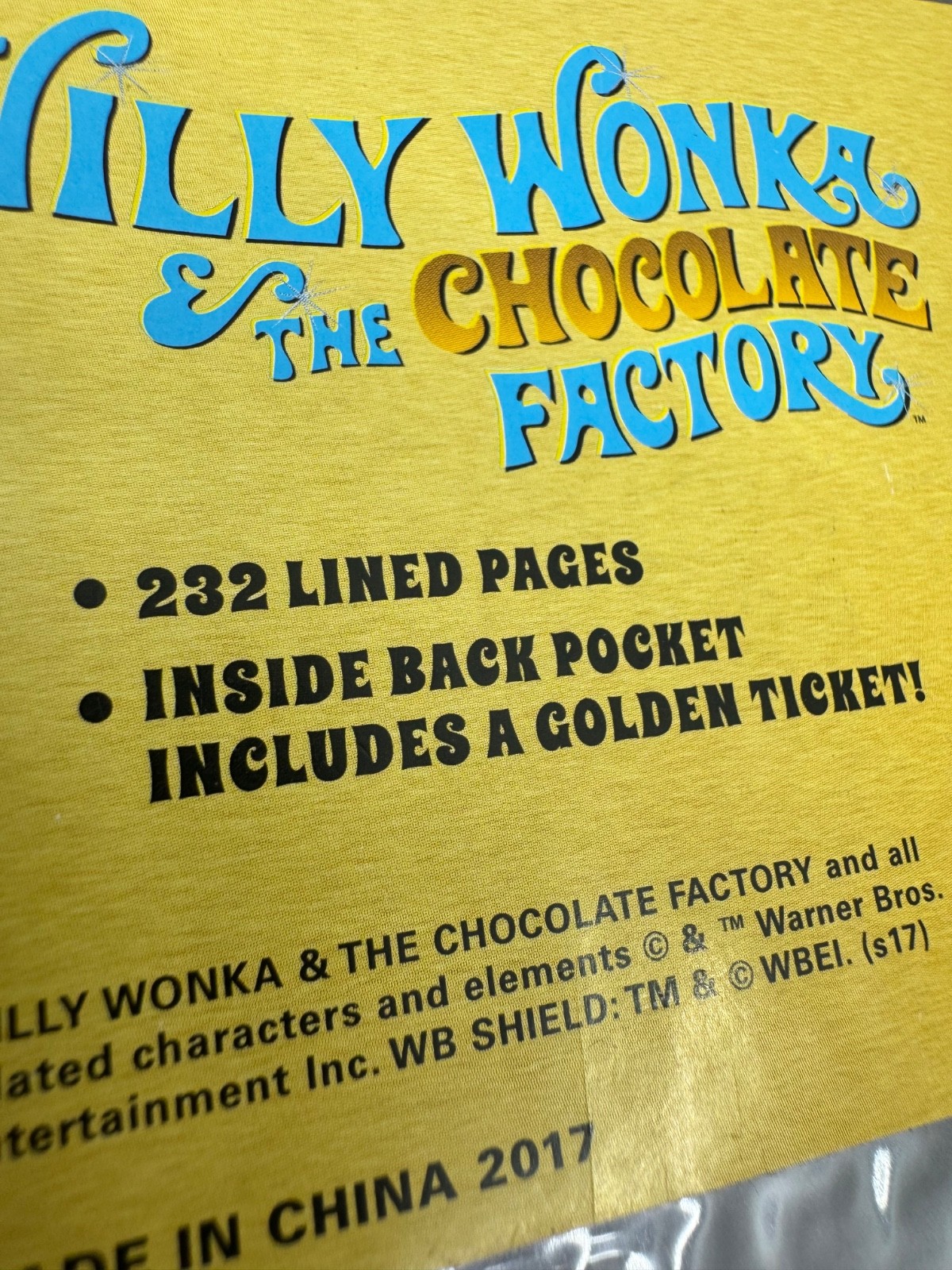 THE COOP- WILLY WONKA WONKA BAR WITH GOLDEN TICKET- HARDCOVER JOURNAL-232 pages