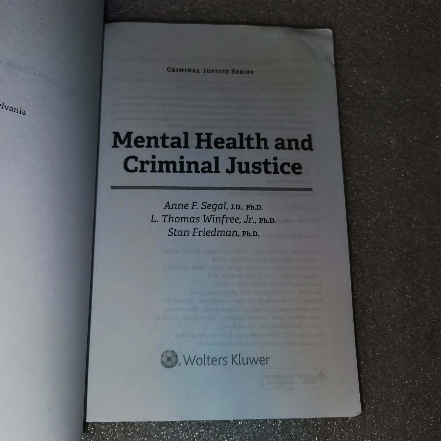 Mental Health & Criminal Justice Segal Winfree Friedman 2019 Wolters Kluwer