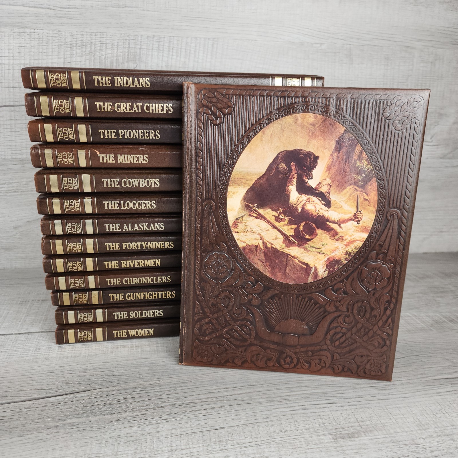 Lot of 14 Time Life Books The Old West Series Hardcover Brown Faux Leather