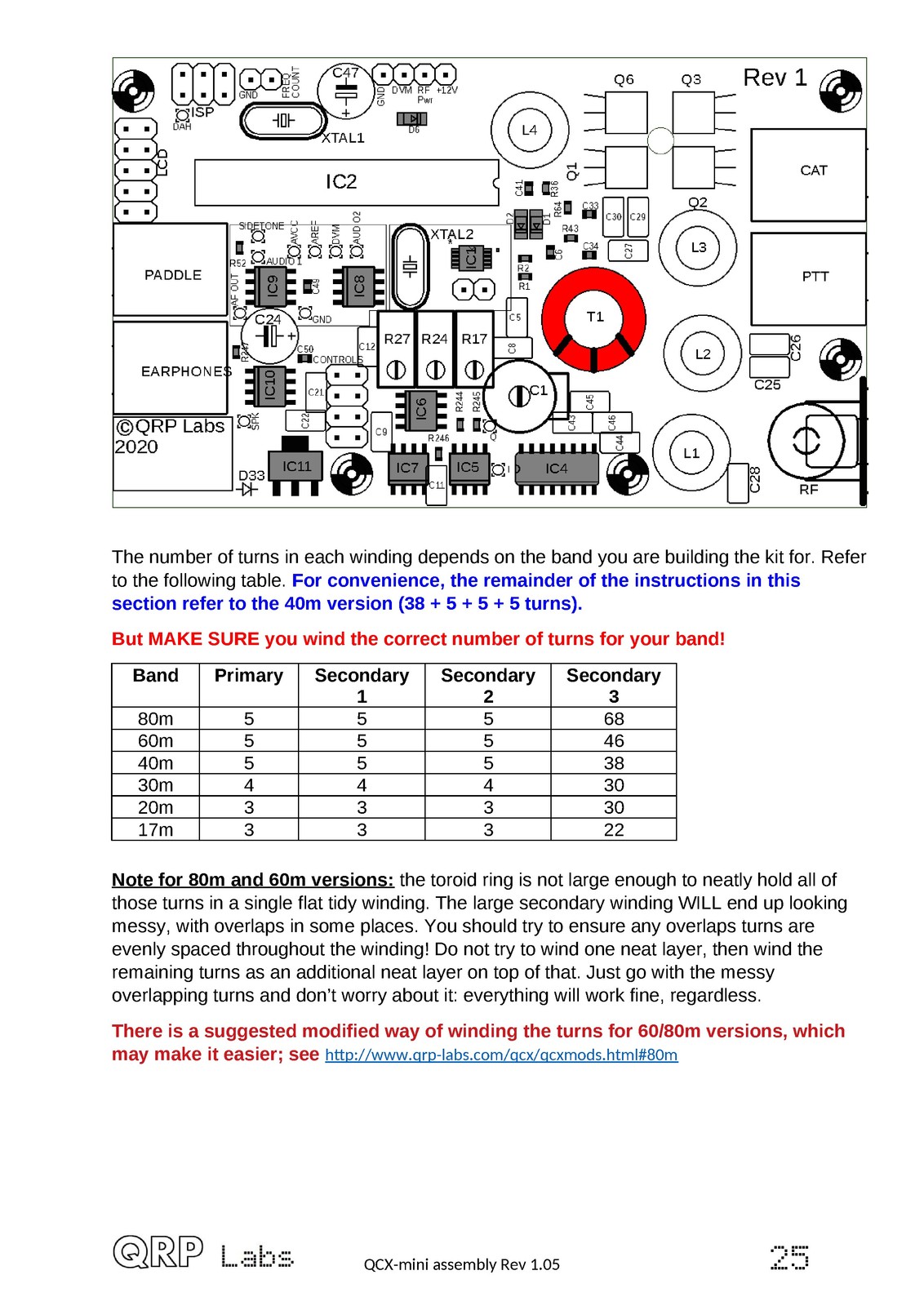 QRP LABS QCX-mini CW Transceiver Assembly Manual – WIRE BOUND – TOUGH COVERS