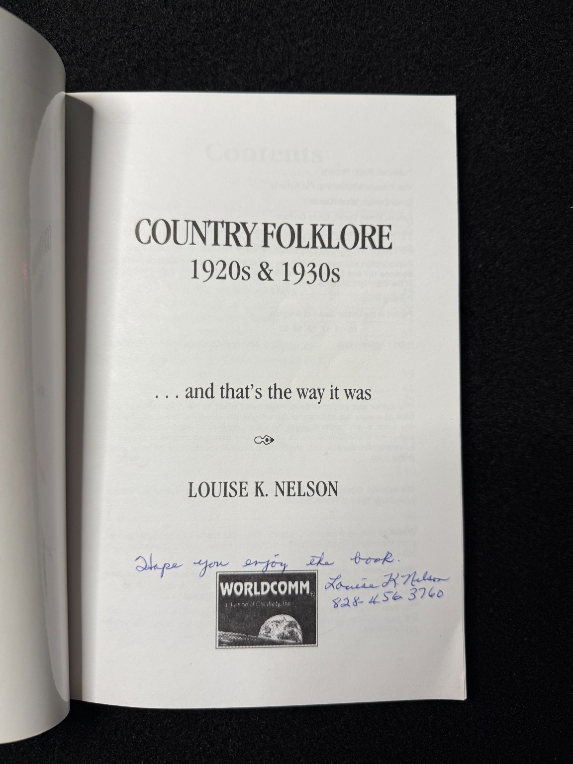 Country Folklore Louise K Nelson 1997 SIGNED rural 1920s 1930s farm memoir NC