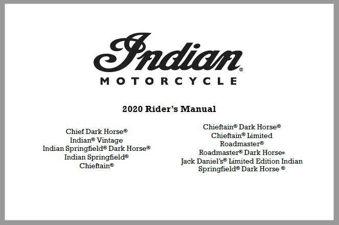 2020 Indian Vintage RIder’s Manual with Protective Covers