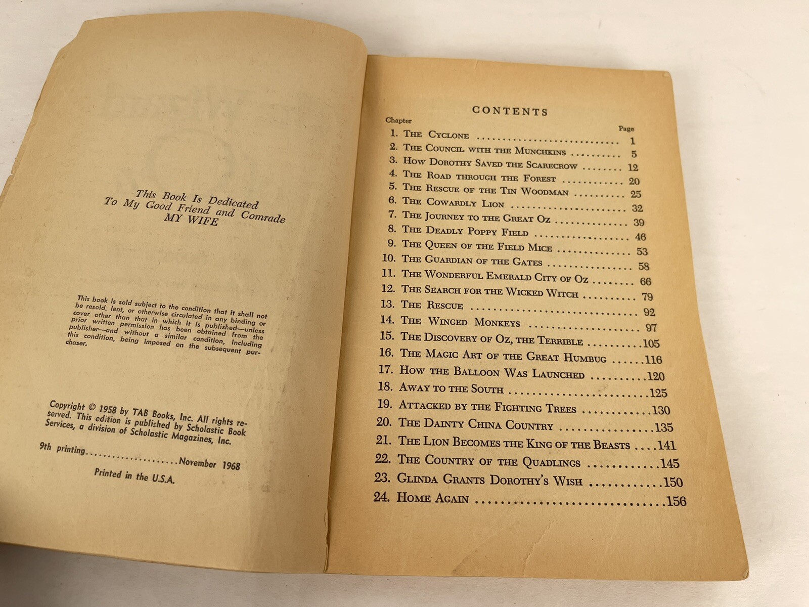 Wizard of Oz Paperback Book 1968, Printed in the USA, 156 pages 7.75×5″