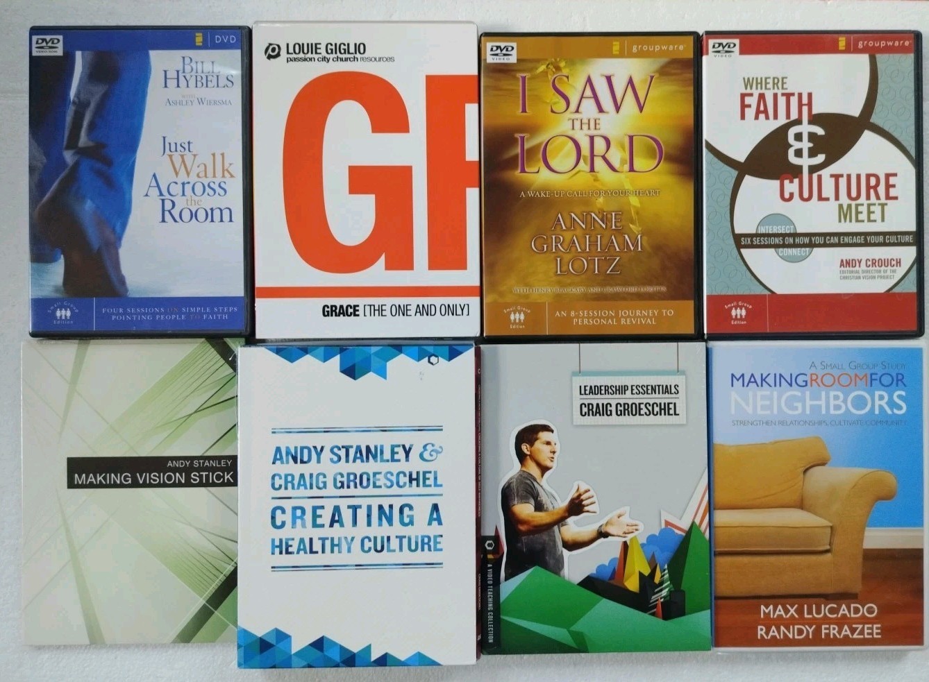 HUGE LOT (8) CHRISTIAN BIBLE STUDY DVD SETS~SMALL GROUP ~ LUCADO,STANLEY, GIGLIO