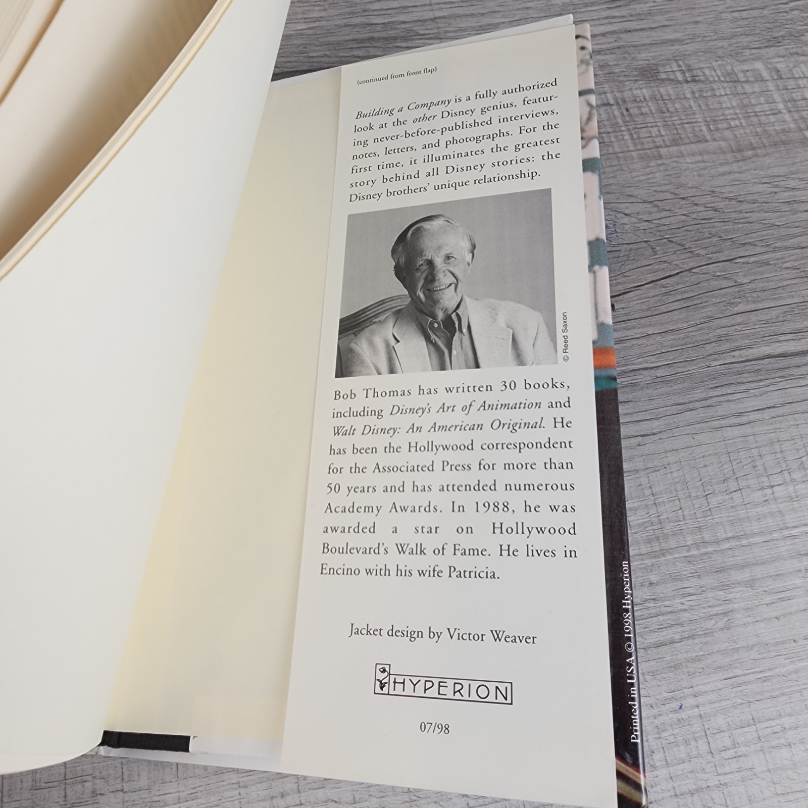 Building A Company Hardcover by Bob Thomas 1998 First Edition Disney Press W/ DJ