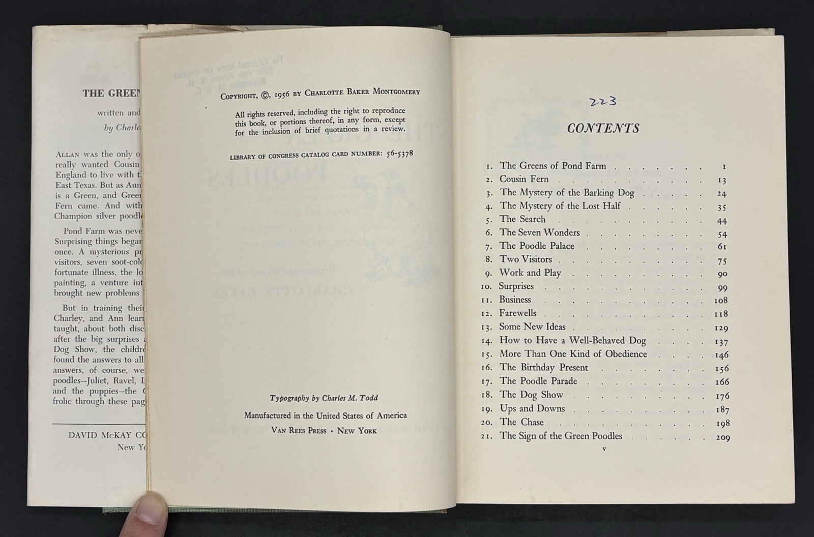 The Green Poodles By Charlotte Baker~1956 TRUE First Edition/First Printing HCDJ