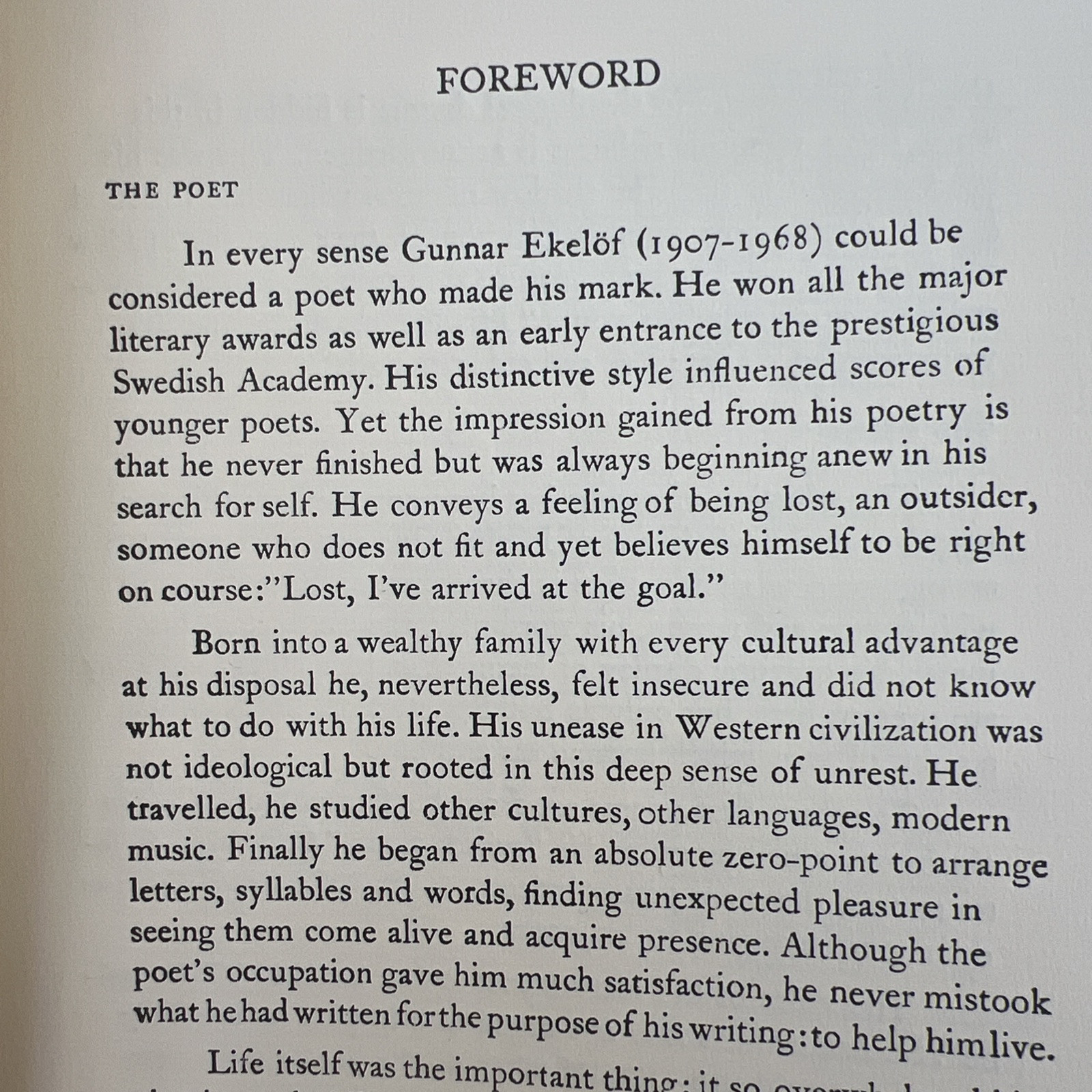 SWEDISH ENGLISH Poems Gunnar Ekelöf 1976 trans. Brita Stendahl LIMITED PRINTING