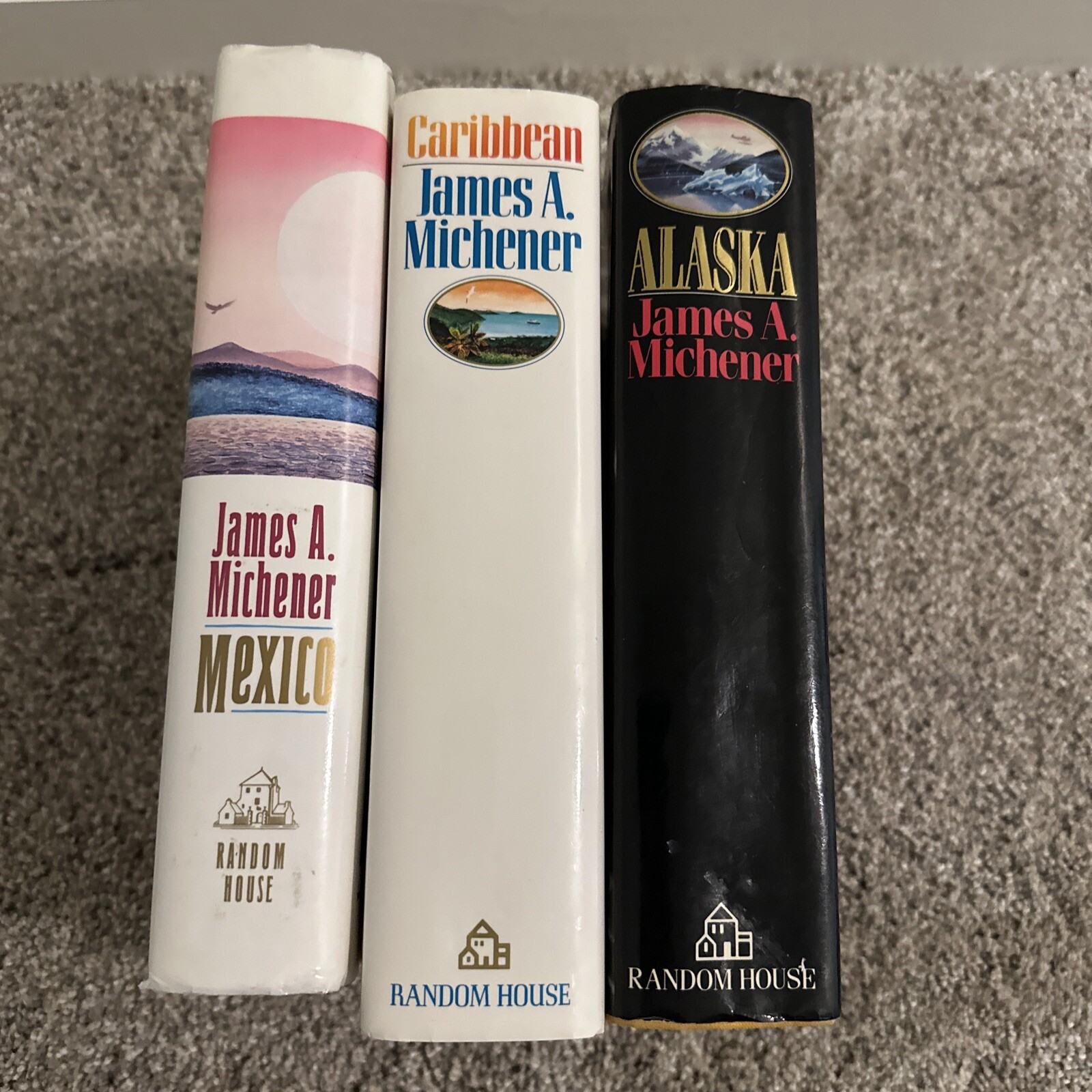3 Novels by James A. Michener~Mexico~Caribbean~Alaska HC DJ First Editions