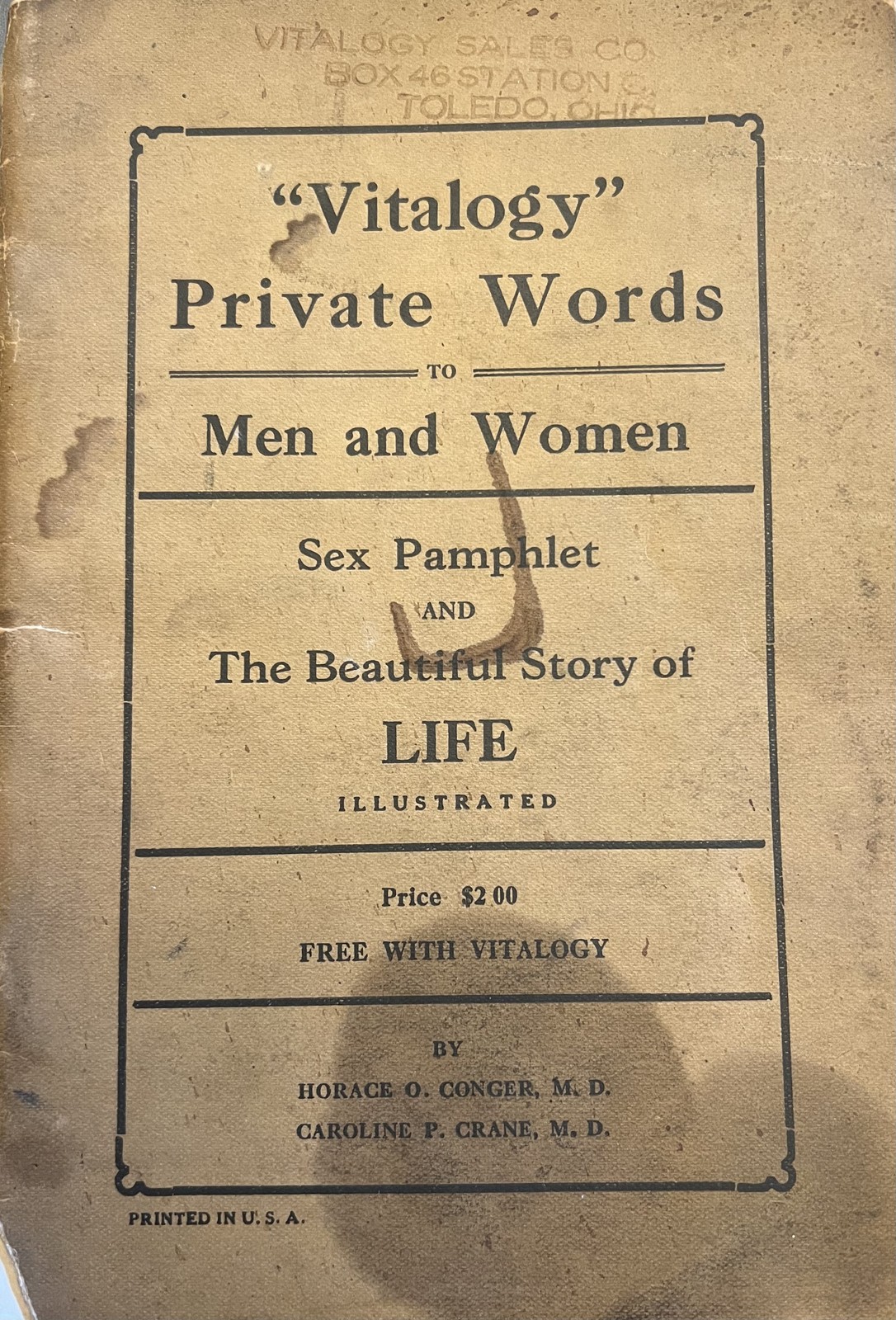 Vintage „Vitalogy“ Private Words to Men and Women Sex Pamphlet Illustrated