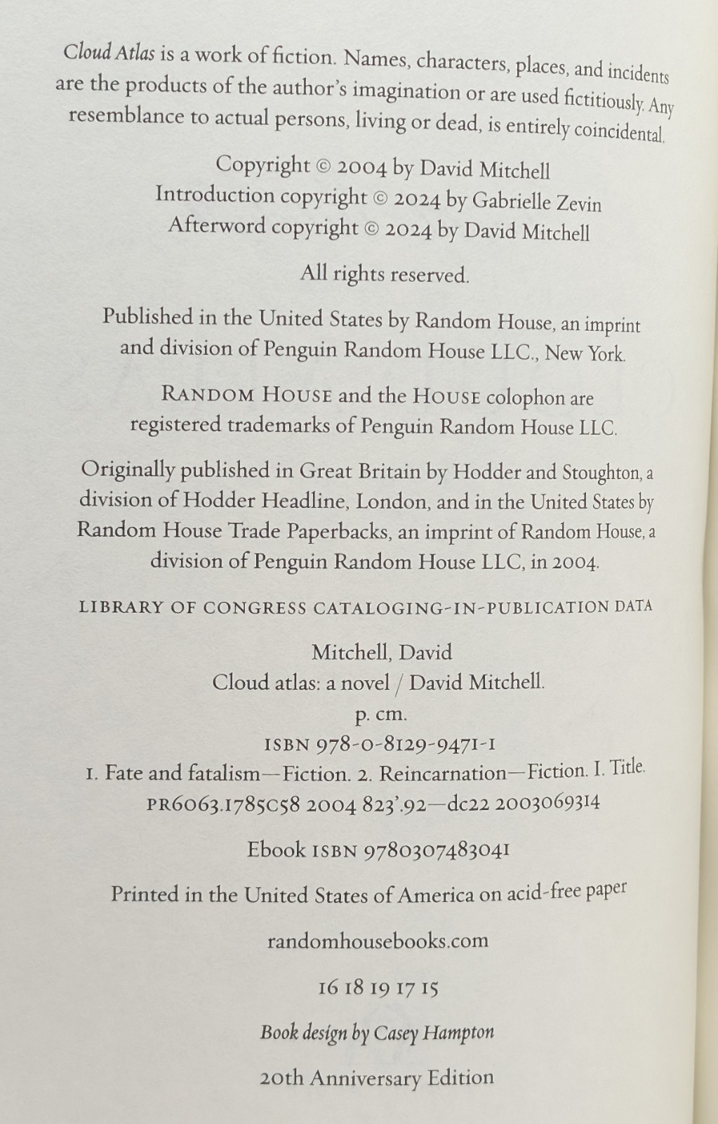 SIGNED David Mitchell, Cloud Atlas 20th Anniversary Edition (2024) Hardback