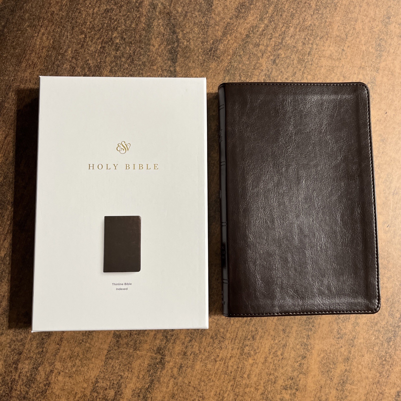 ESV Thinline Bible Thumb Indexed – 2025 Text – Espresso TruTone