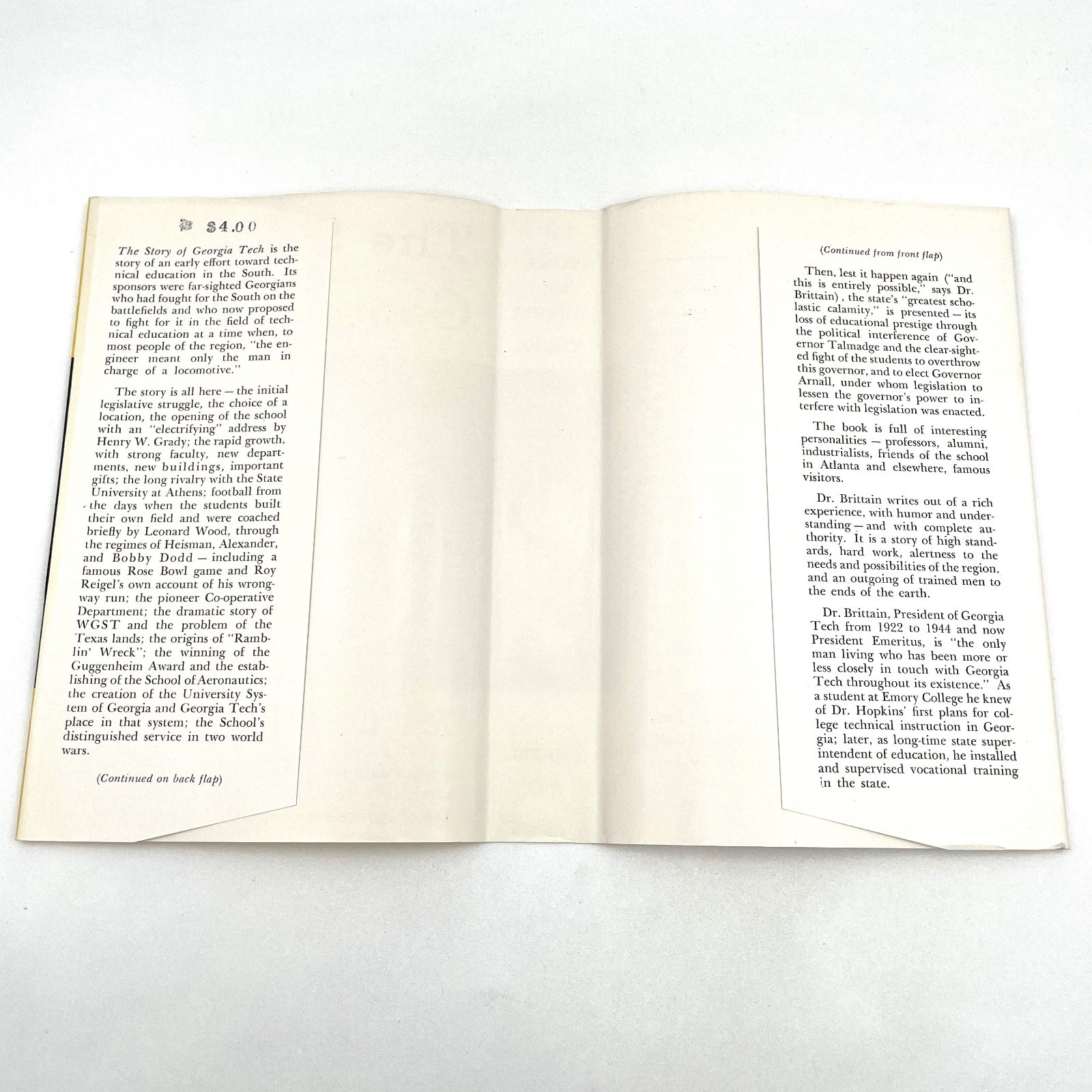 The Story of Georgia Tech 1948 M.L. Brittain First Edition Hardcover Dust Jacket