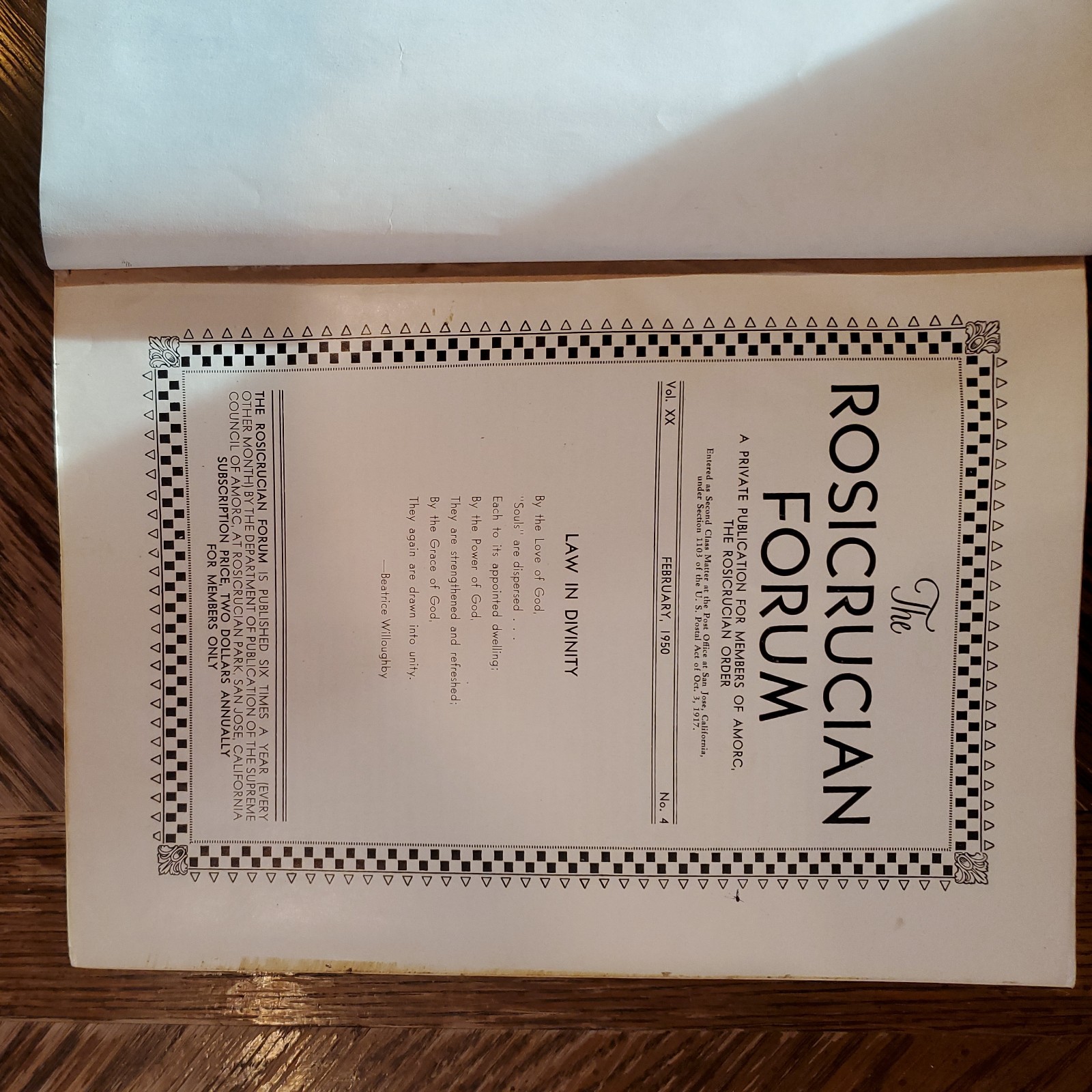 VINTAGE Rosicrucian Forum, hardbound copies, 6 issues 1950-51, very good.