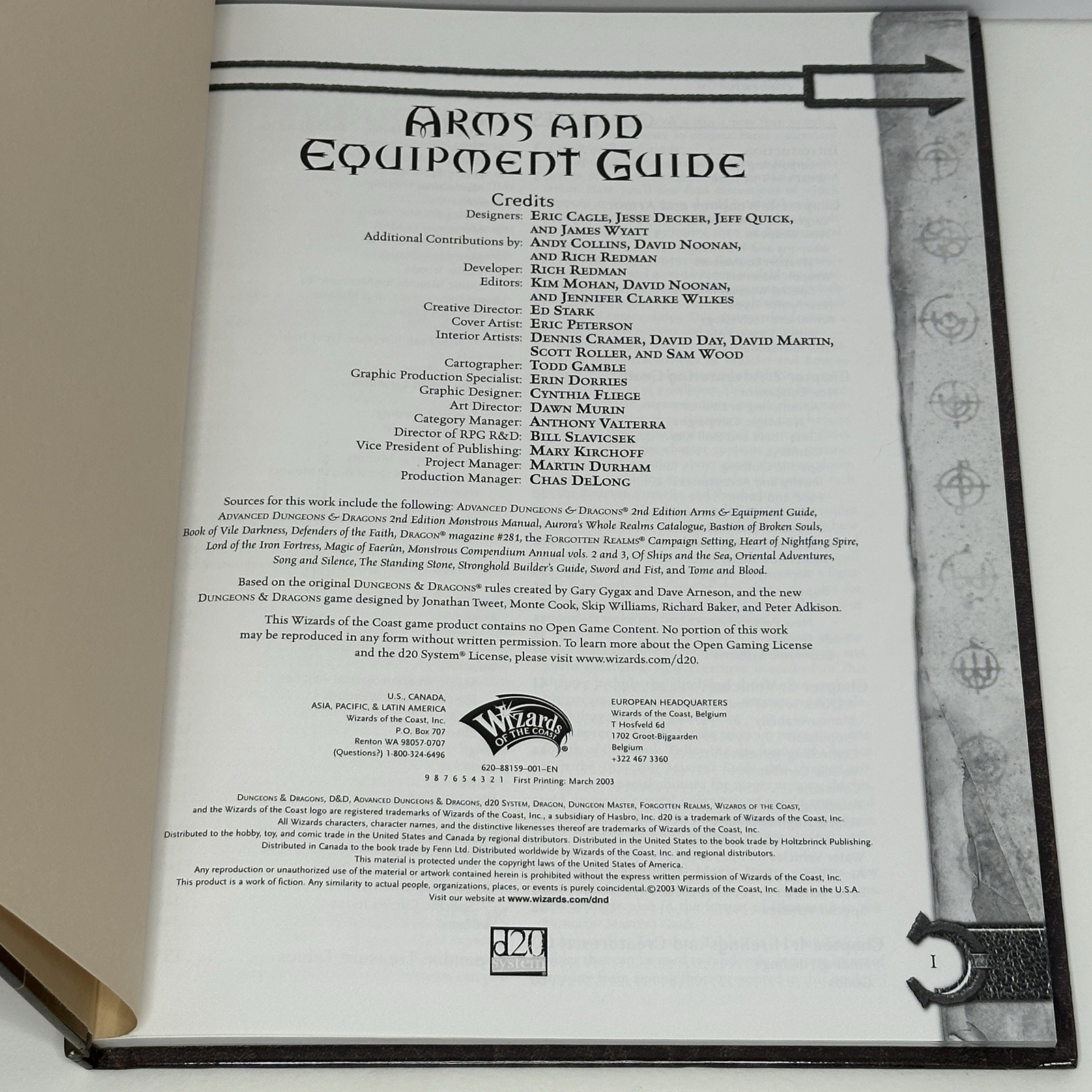 Wizards of the Coast Arms and Equipment Guide D&D 2003 Hardcover 3.5 Edition