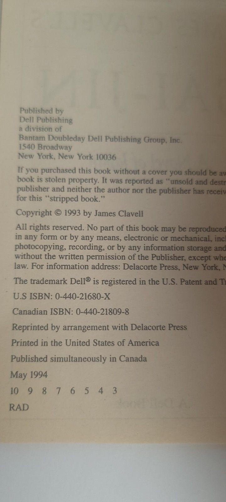 James Clavell’s Gai-Jin Ppb 1993