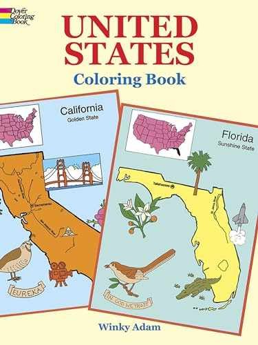 United States Coloring Book (Dover – Paperback, by Winky Adam – Acceptable w