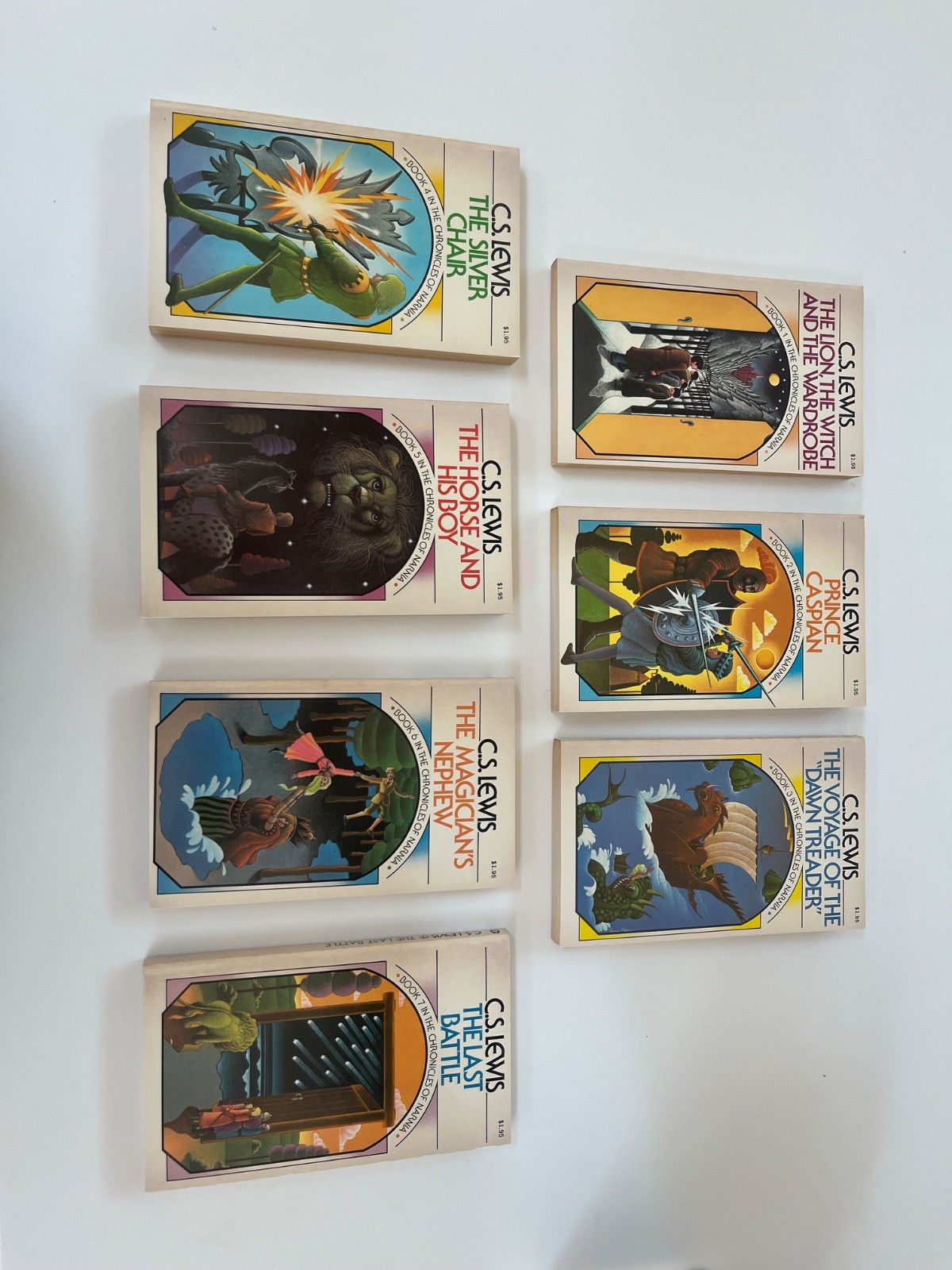 VINTAGE UNREAD 1970’s Chronicles of Narnia Box Set 1-7 C.S. Lewis Pauline Baynes