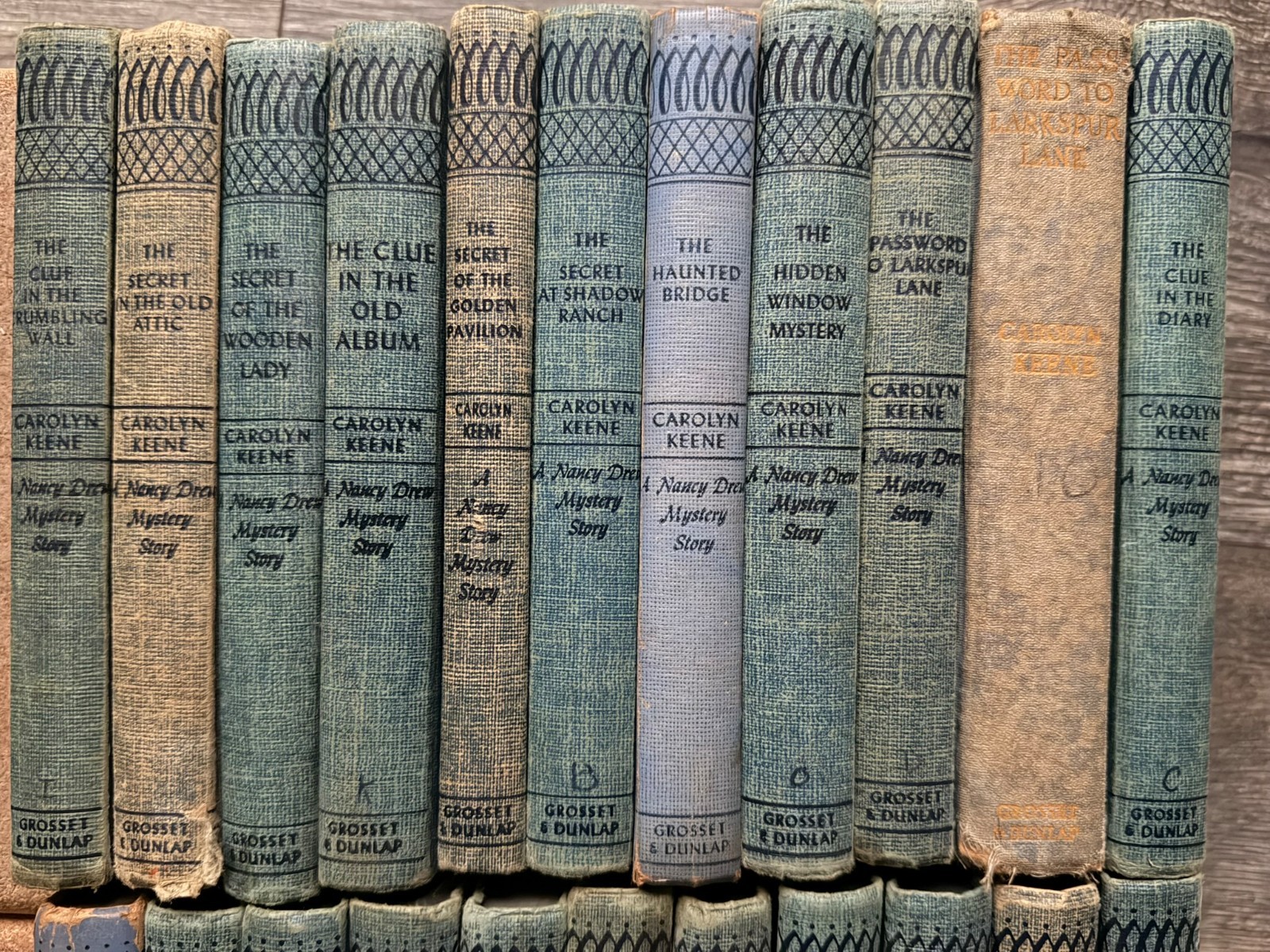 NANCY DREW MYSTERY STORY Book Hardcover 22pc Lot Blue Tweed Carolyn Keene