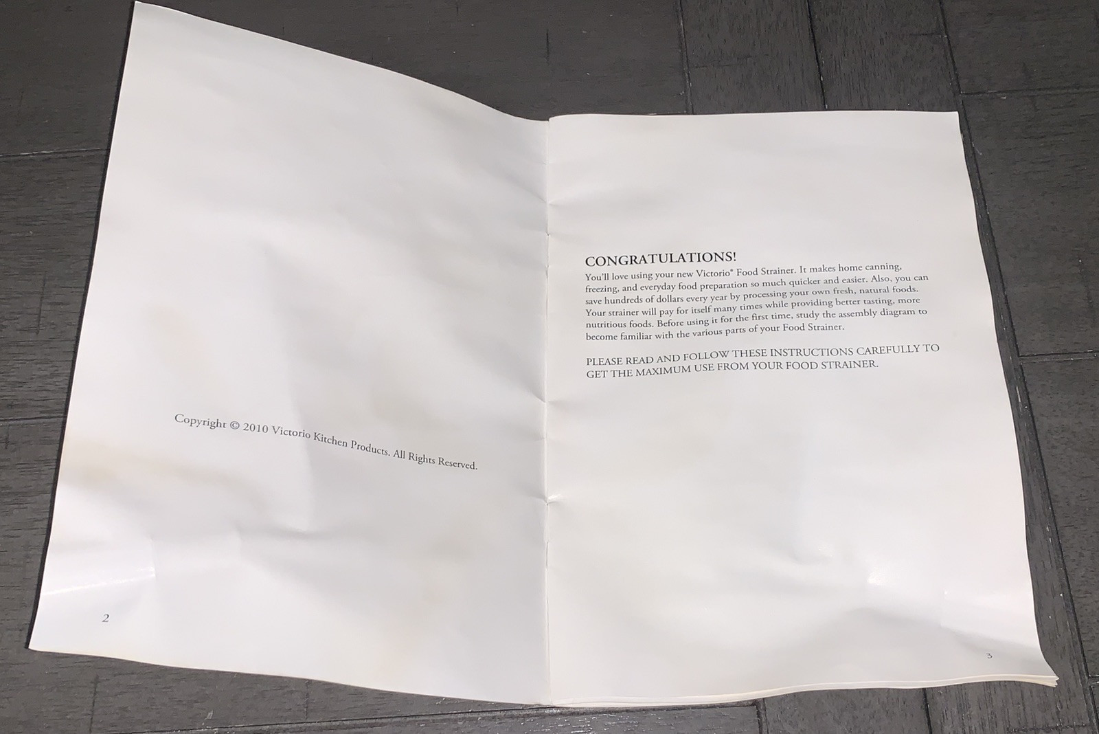 B9 VICTORIO VKP250 MANUAL RECIPE BOOK DELUXE FOOD STRAINER REPLACEMENT 12 PAGES