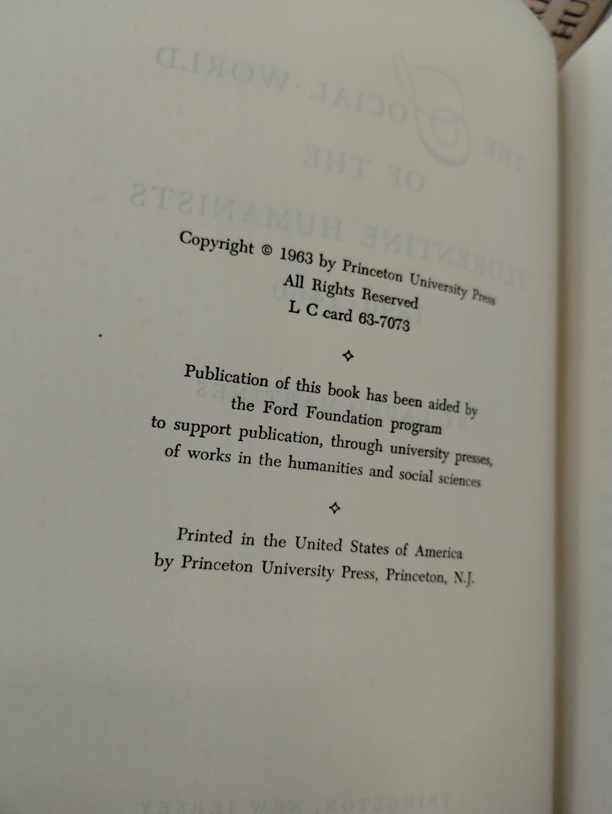 The Social World of Florentine Humanists, 1390-1460 (Lauro Martines 1963)