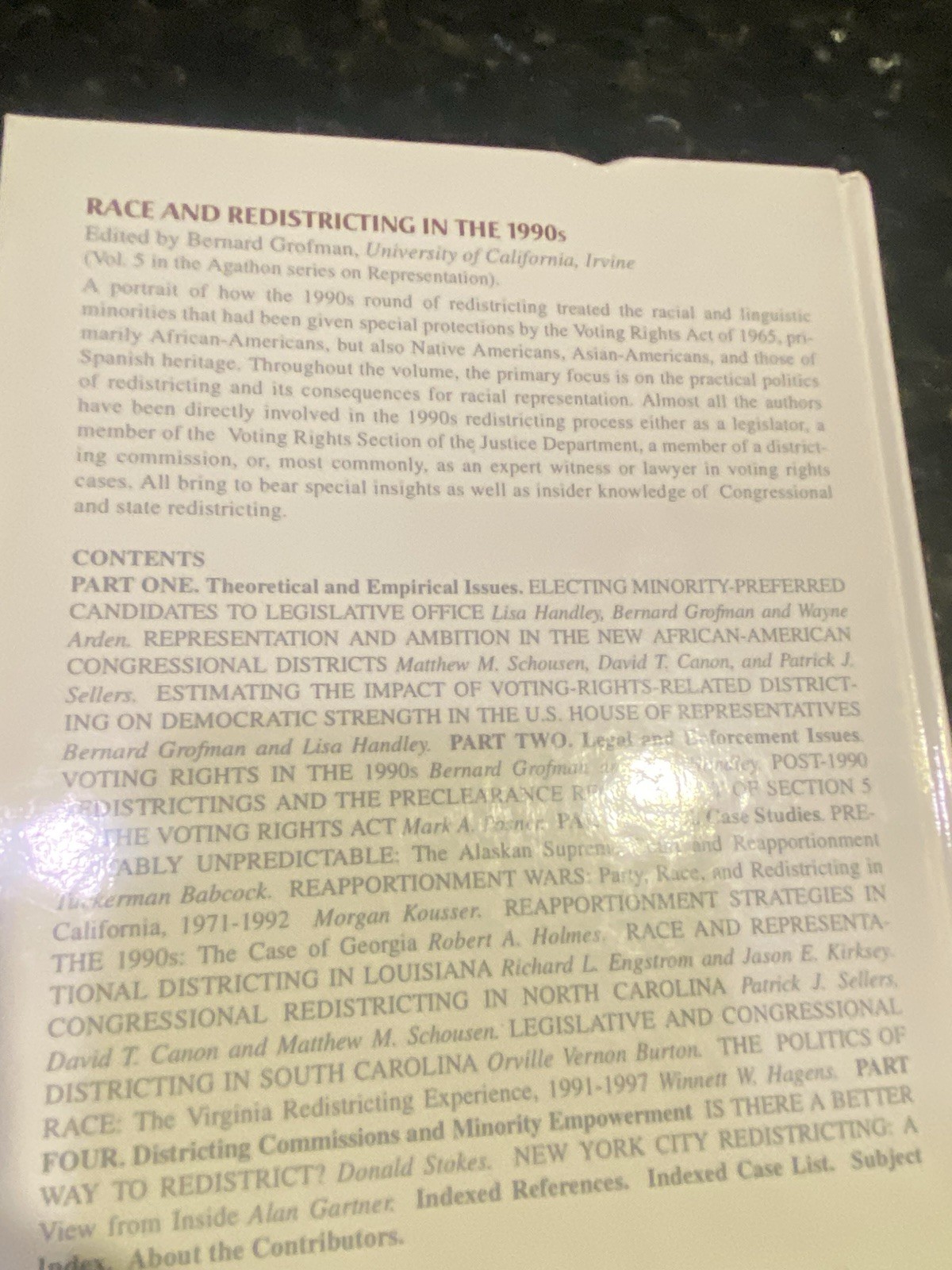 Race and Redistricting in the 1990s by Lisa Handley, Matthew Schousen, Mark…