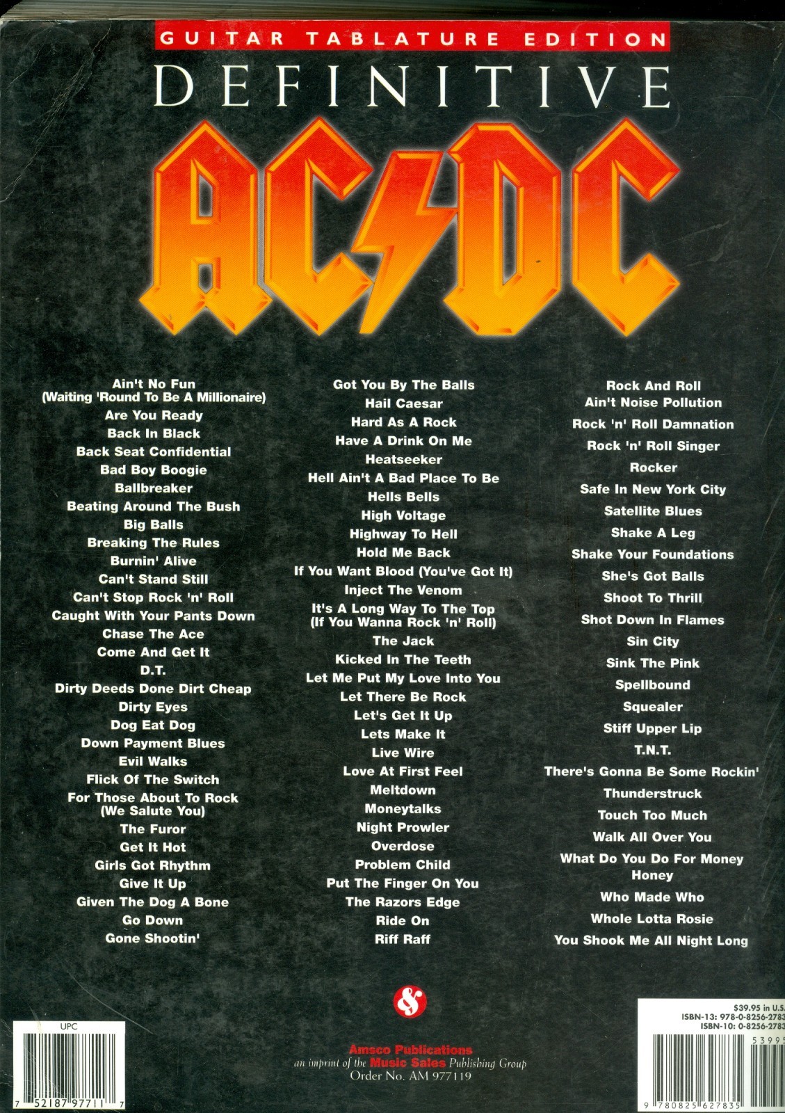 AC/DC The Definitive Guitar Tablature Edition sheet music songbook 800 pages