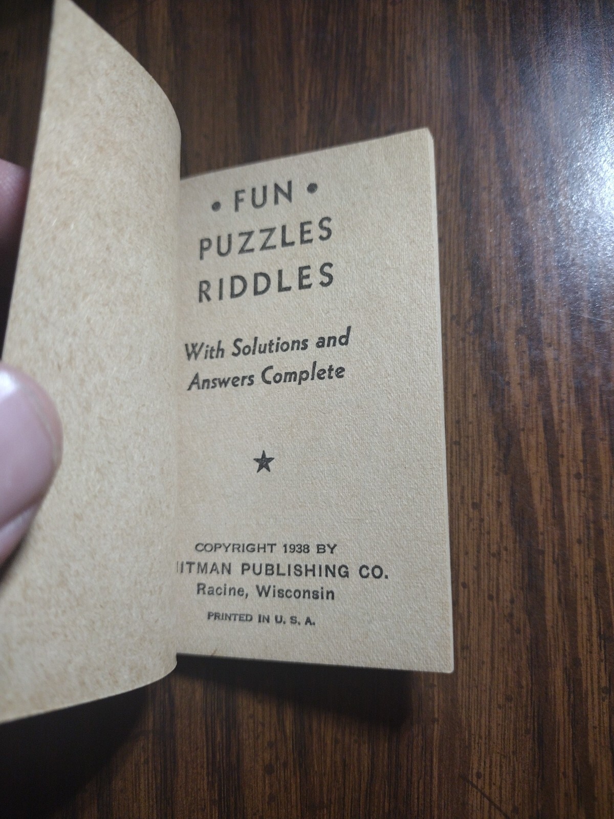 1938 Whitman Publishing Fun Puzzles Riddles, Vintage Penny Book