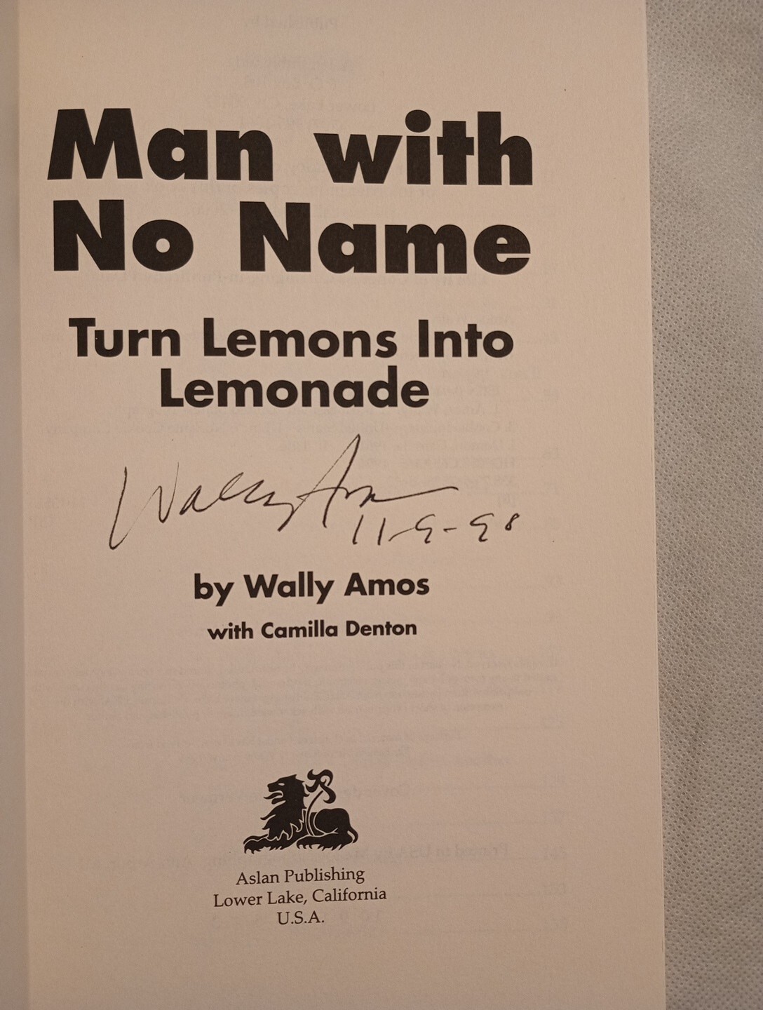 MAN WITH NO NAME by Wally Amos with Camilla Denton (1994 Tpb) Signed 3rd Print
