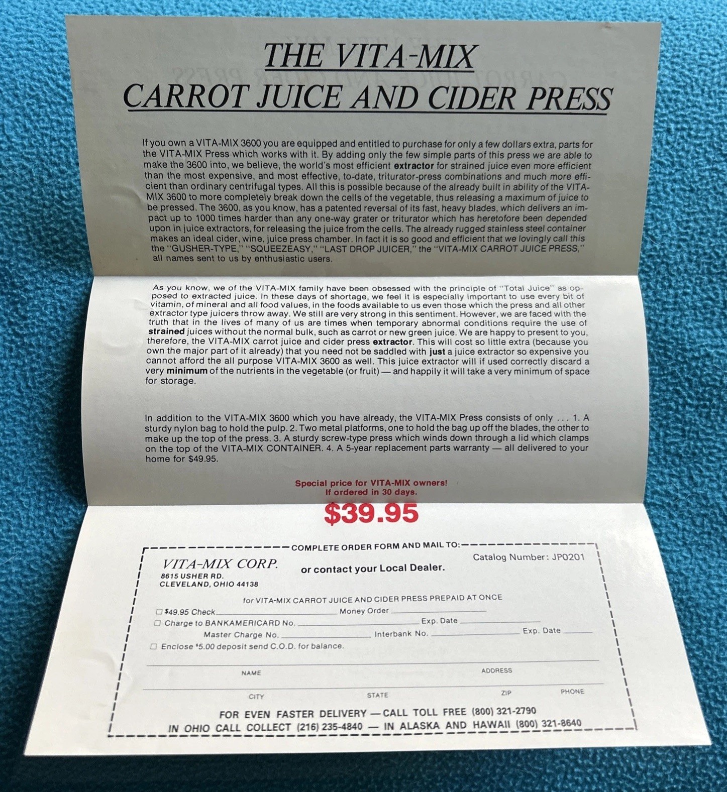 Vintage 1978 Book Recipes & Instructions for Vita Mix 3600