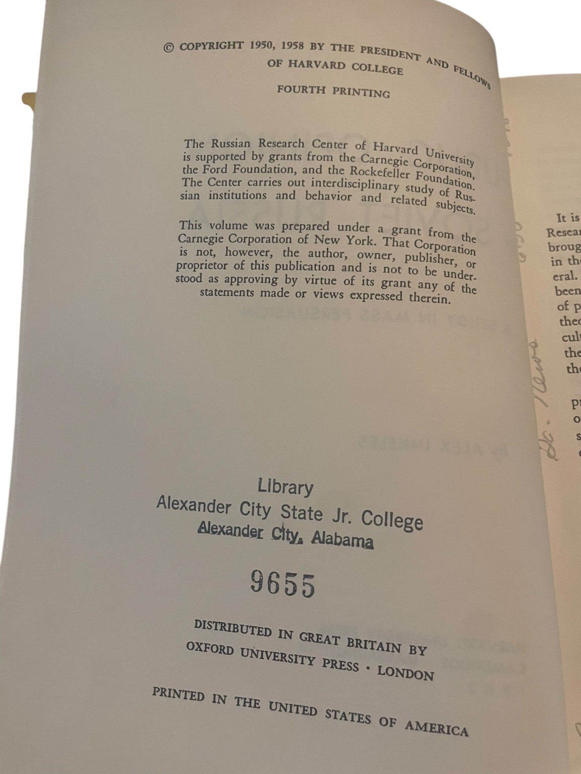 Public Opinion in Soviet Russia Alex Inkeles 1962 Fourth Printing Harvard