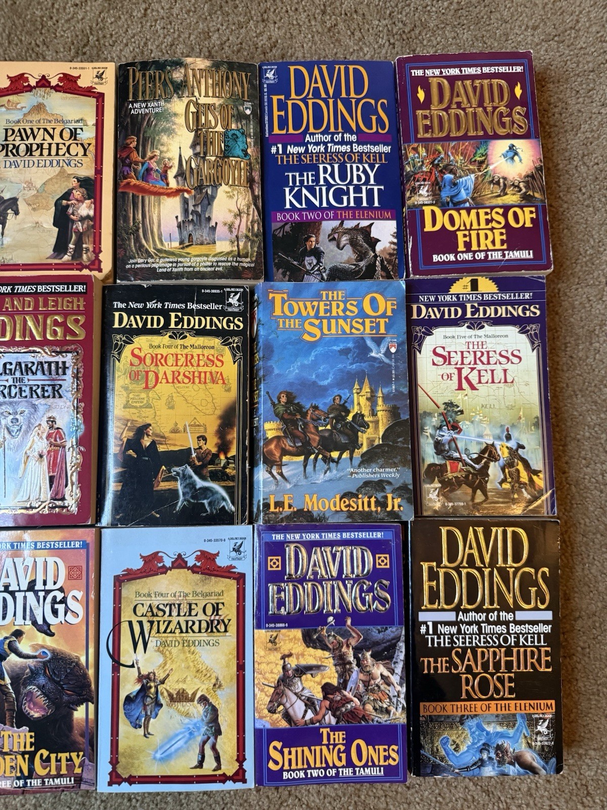 Lot of 15 Fantasy Tor Del Rey Vintage Paperback Books David Eddings 80’s 90’s