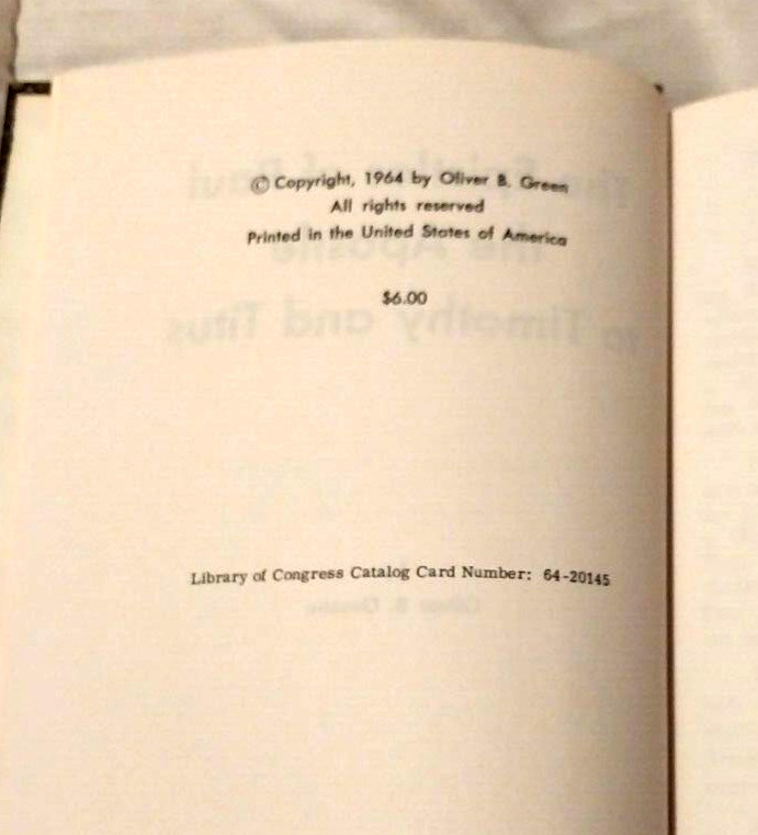 The Epistles of Paul the Apostle to Timothy and Titus by Oliver B. Greene 1964