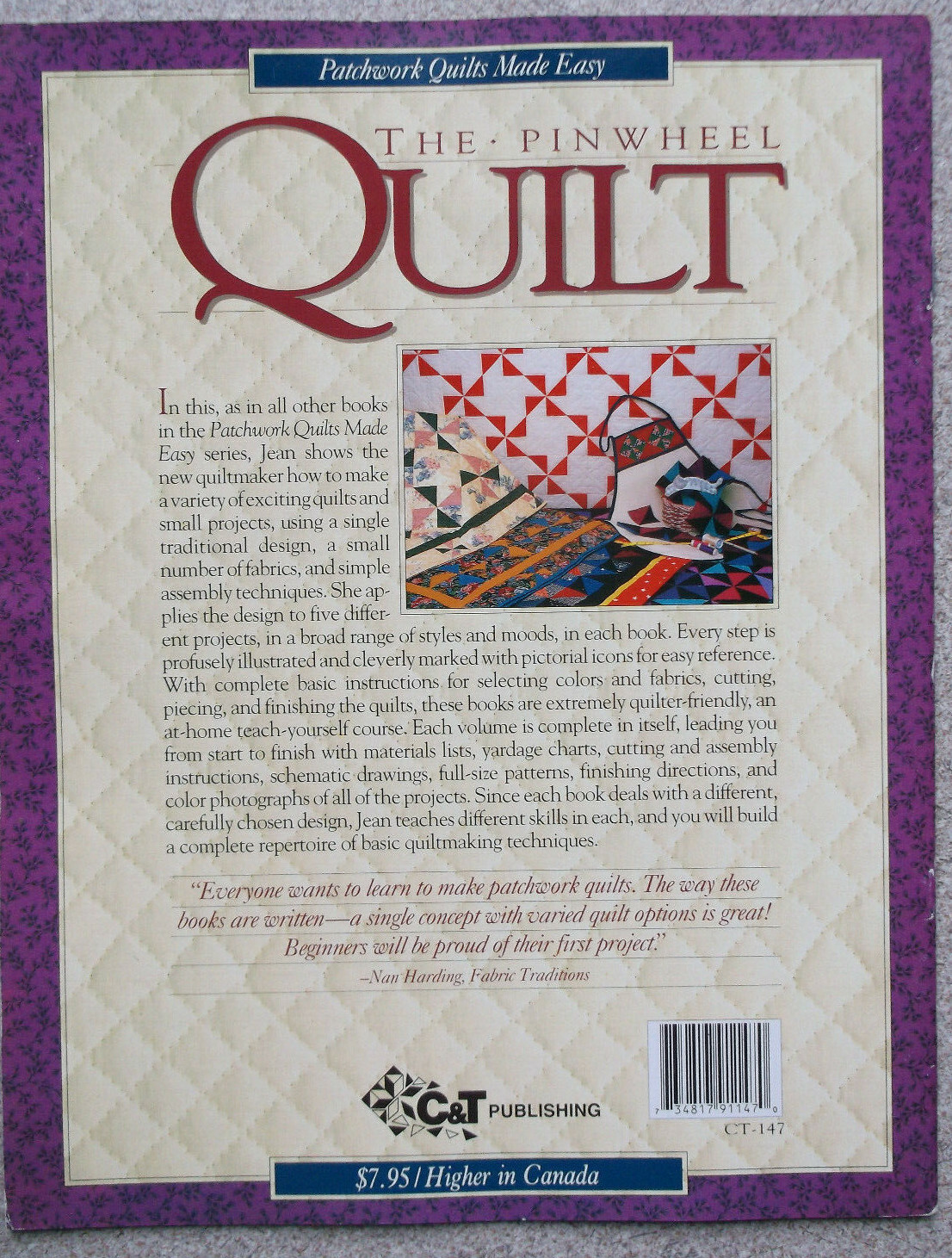 PINWHEEL QUILT pattern patchwork design project booklet 1992 Jean Wells