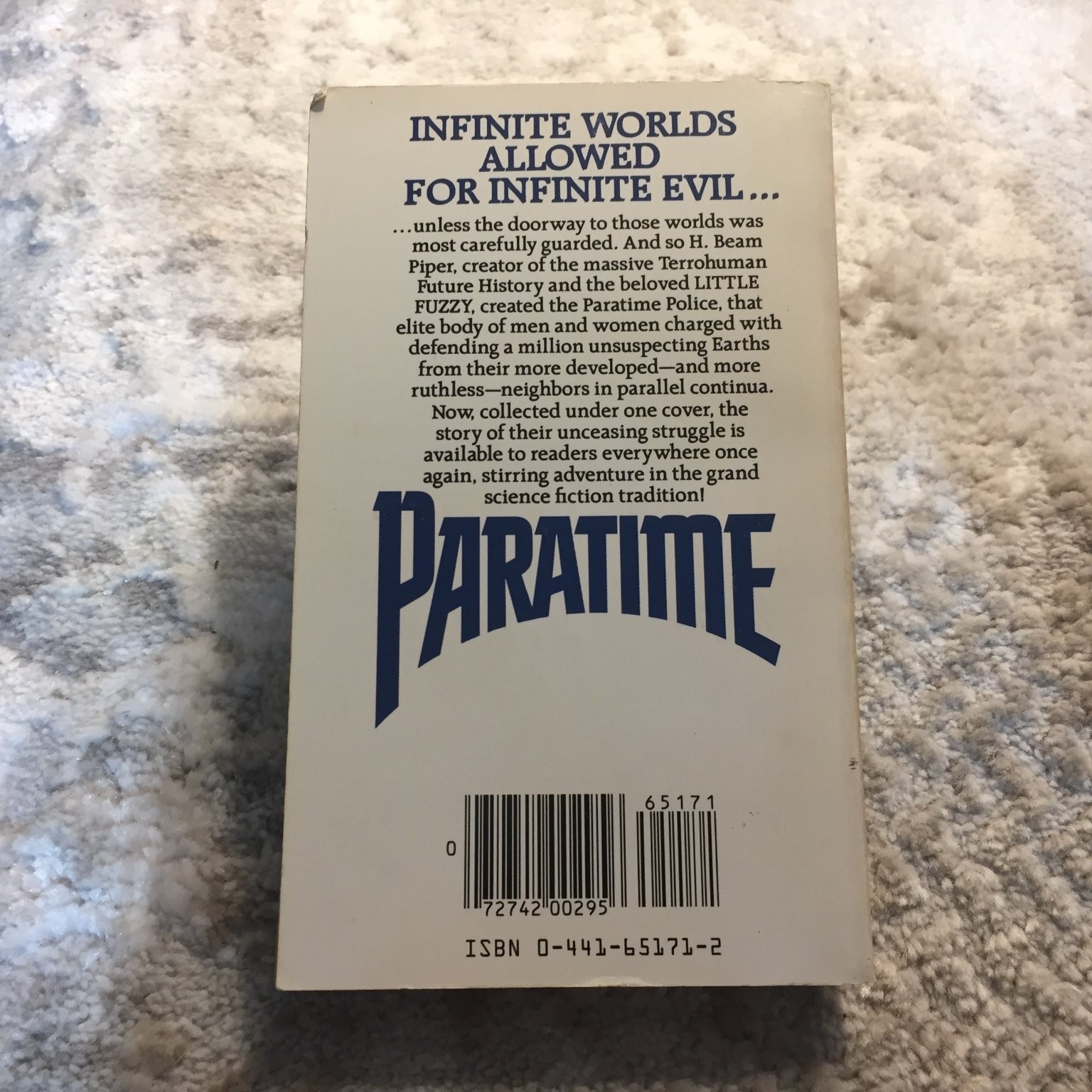 Paratime H. Beam Piper 1986 Ace Books Time Travel Science Fiction Paperback Book
