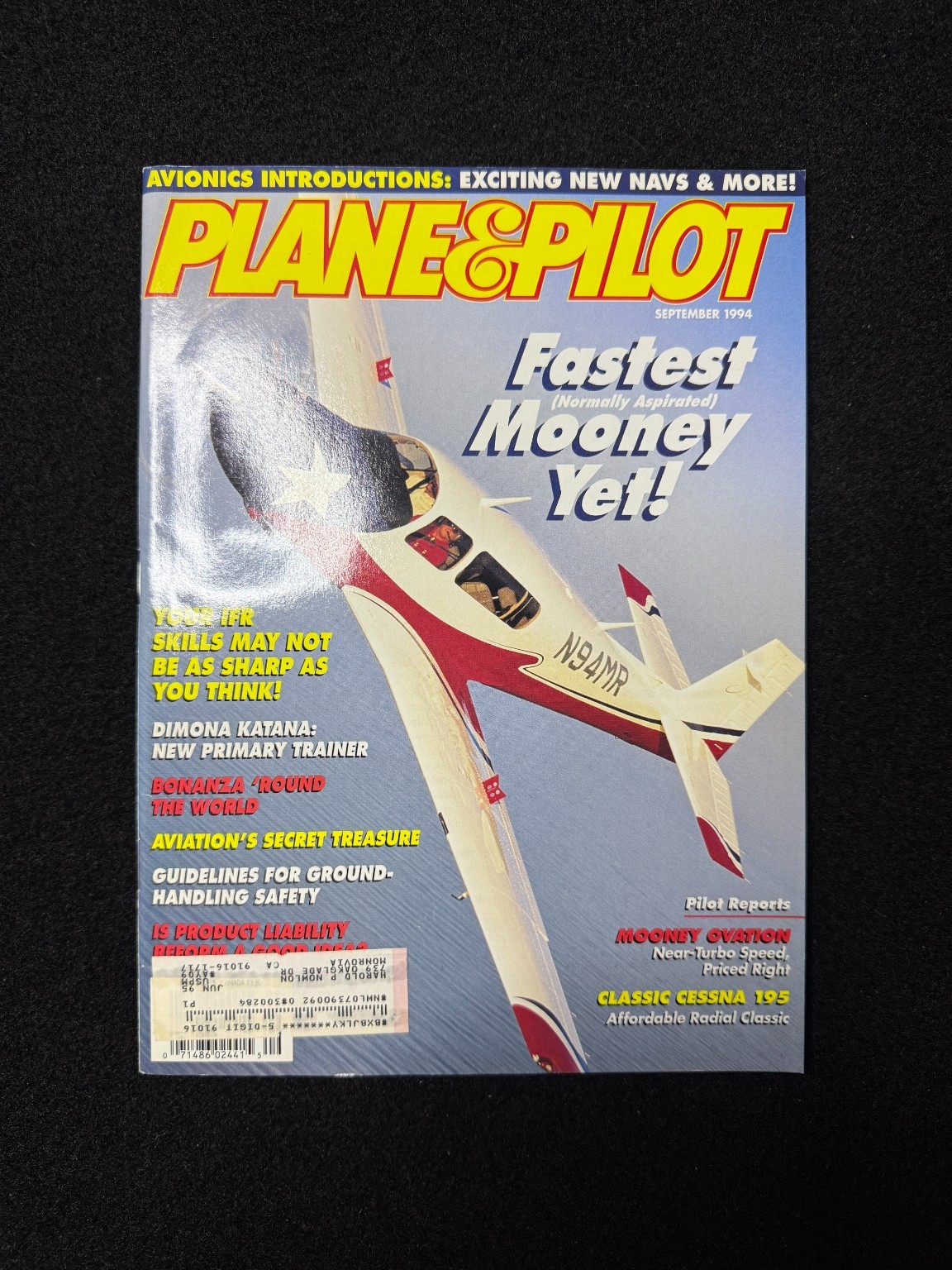 Plane & Pilot Magazine September 1994 Mooney Ovation Cessna 195 Aviation GPS