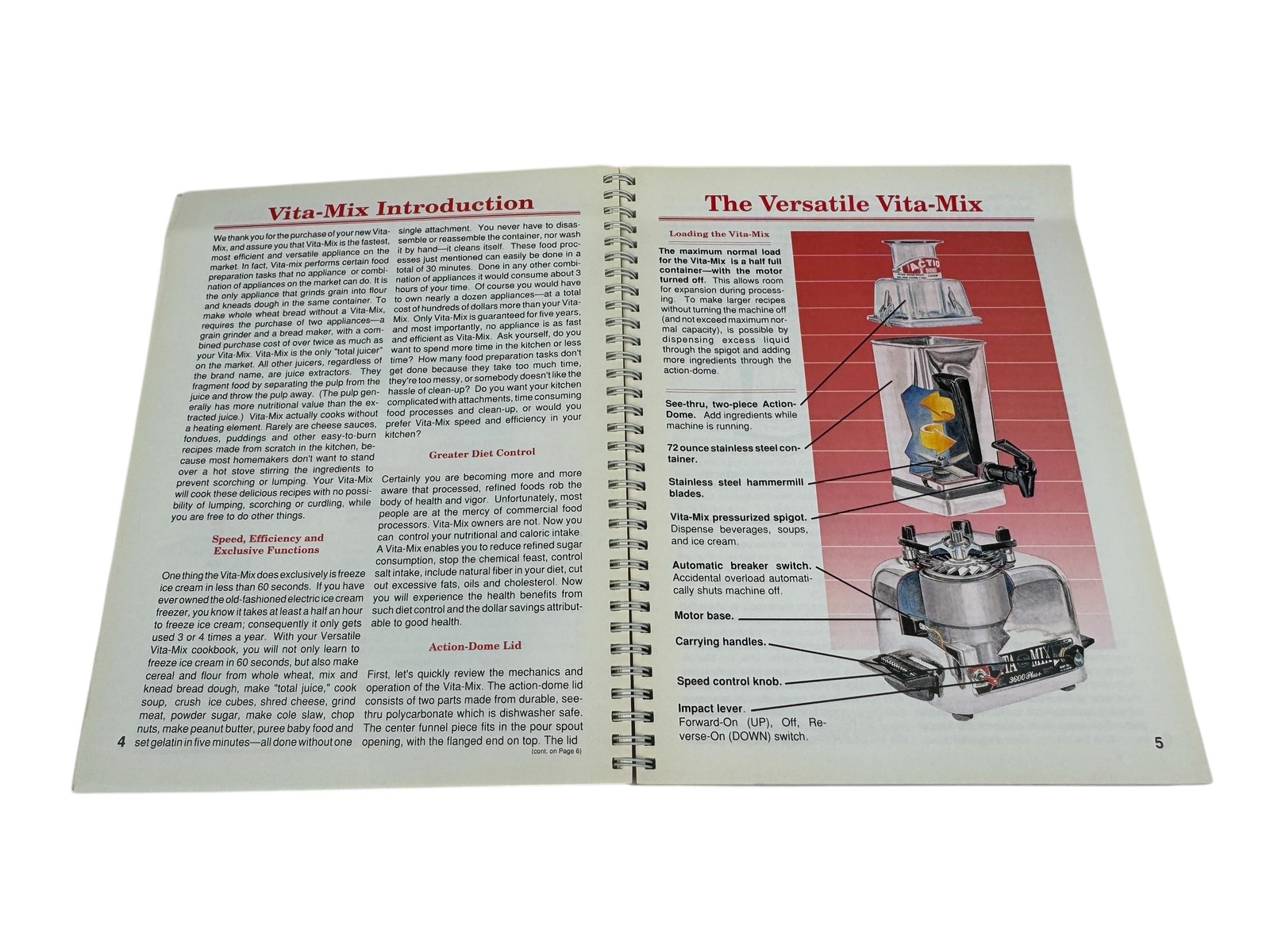 The Versatile Vita-Mix Cookbook Recipe Book Spiral Bound Vintage Kitchen