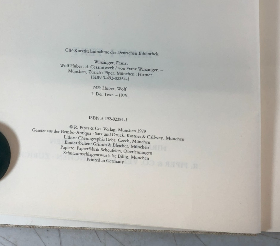 Wolf Huber Das Gesamtwerk, 2 volumes, Winzinger,1979, E-119