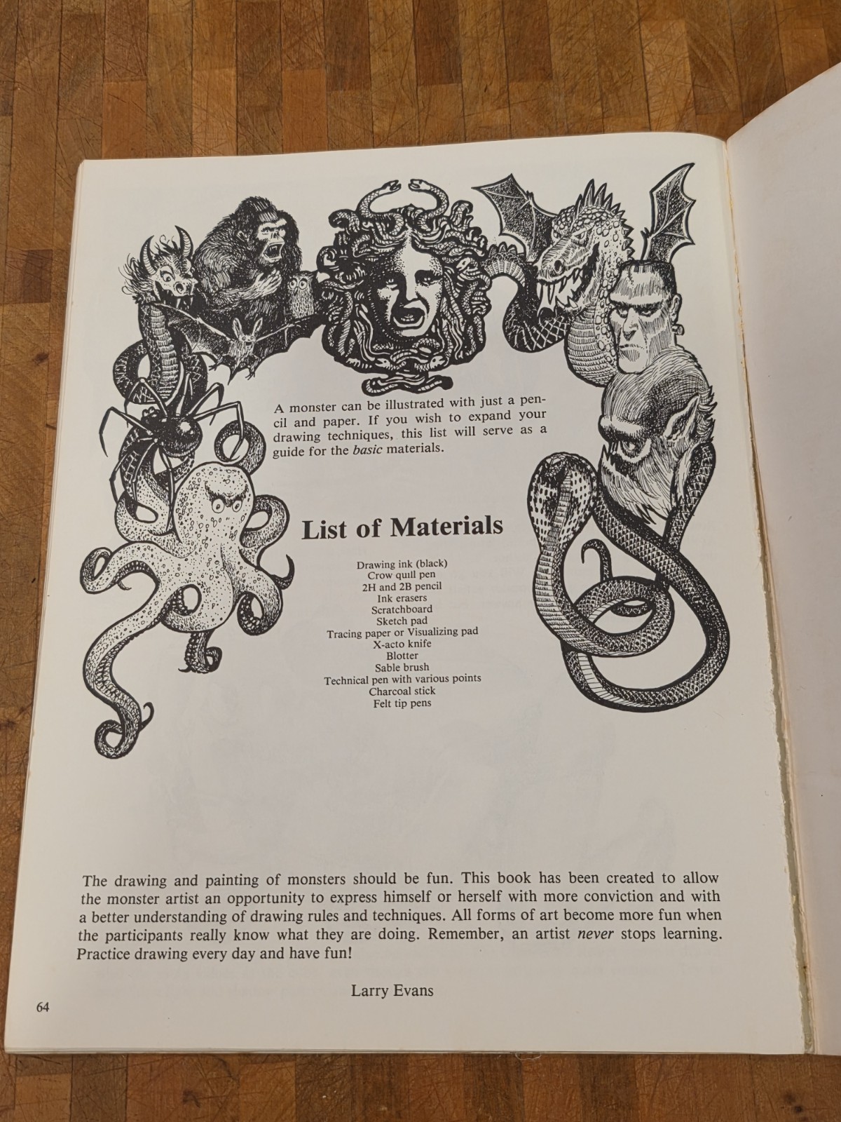 How to Draw Monsters by Larry Evans 1st Edition 1977 Toubador Press FREE S&H