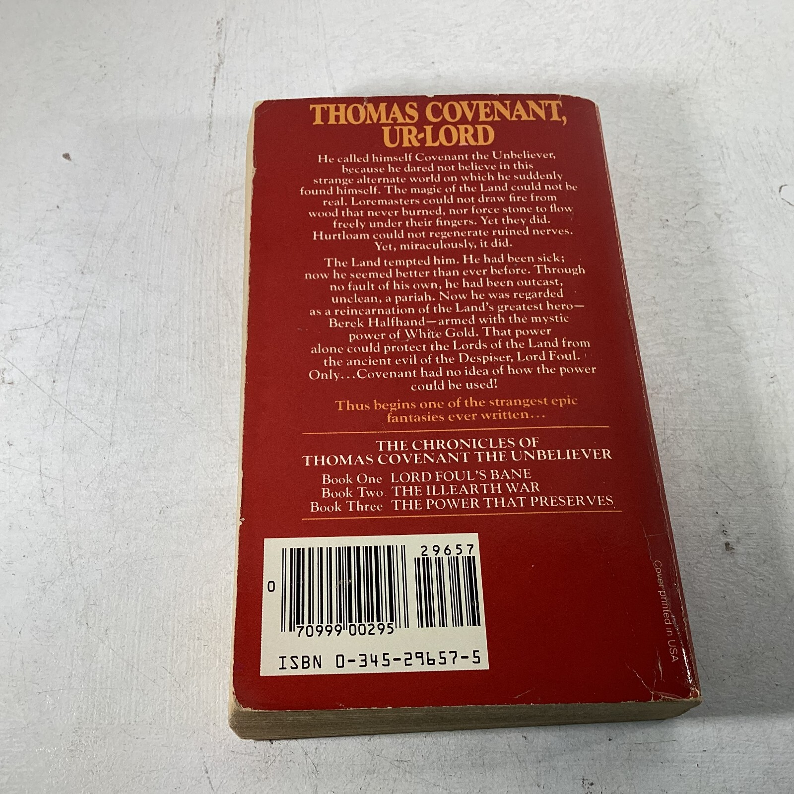 Donaldson The Chronicles of Thomas Covenant the Unbeliever 1-3 PB 1980s VG