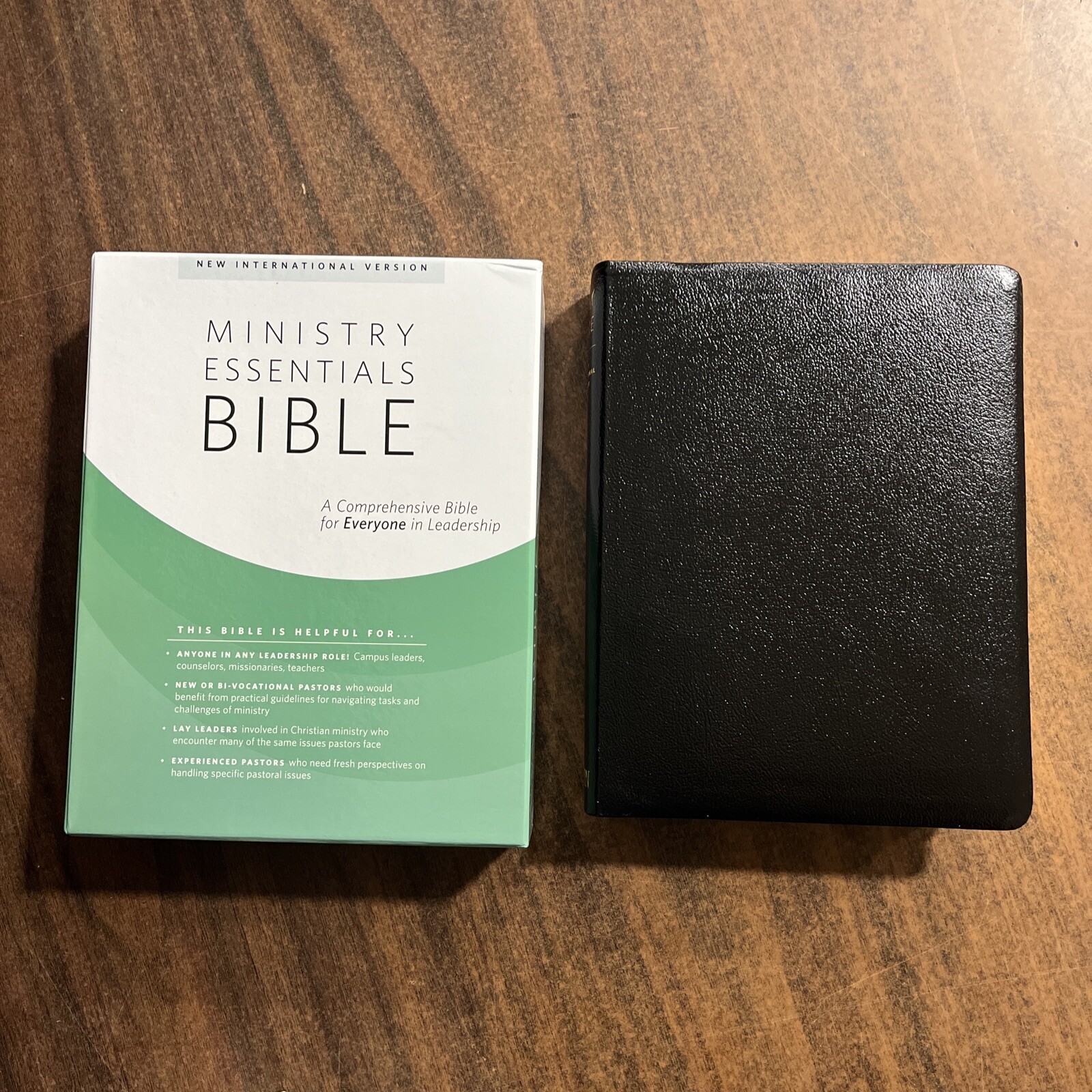 NIV Ministry Essentials Bible – Black Genuine Leather – (pastors bible)