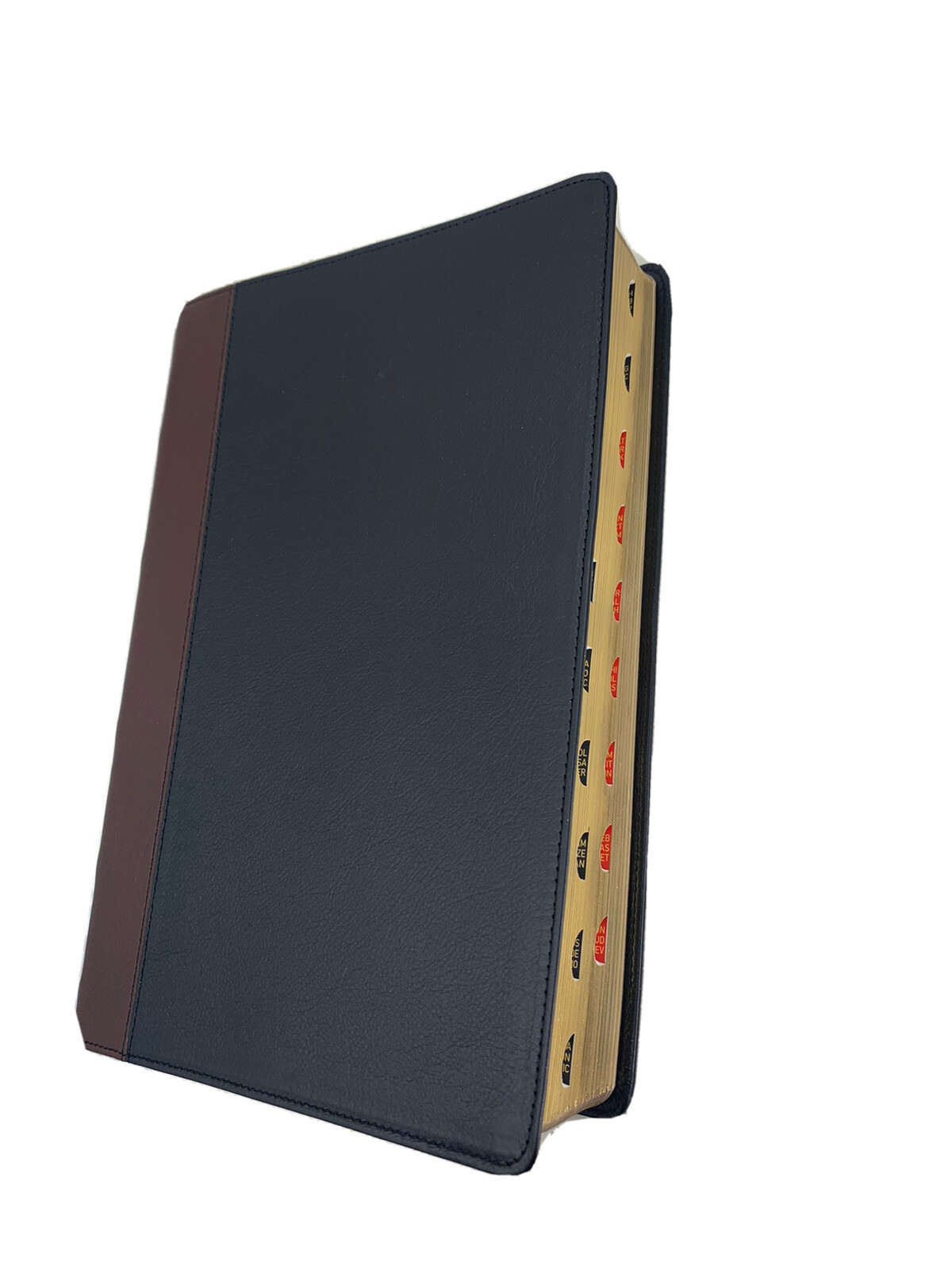 KJV Large Print Study Bible Two-Tone Black/Burgundy Full Grain Leather INDEX 11P