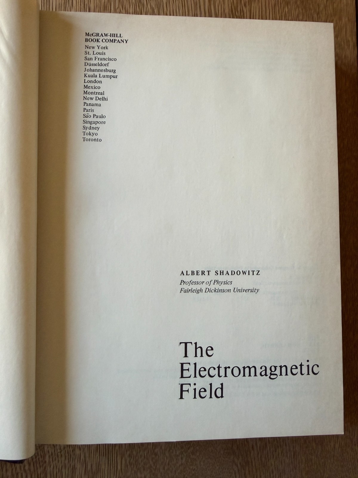The Electromagnetic Field – Shadowitz – 1975 HC