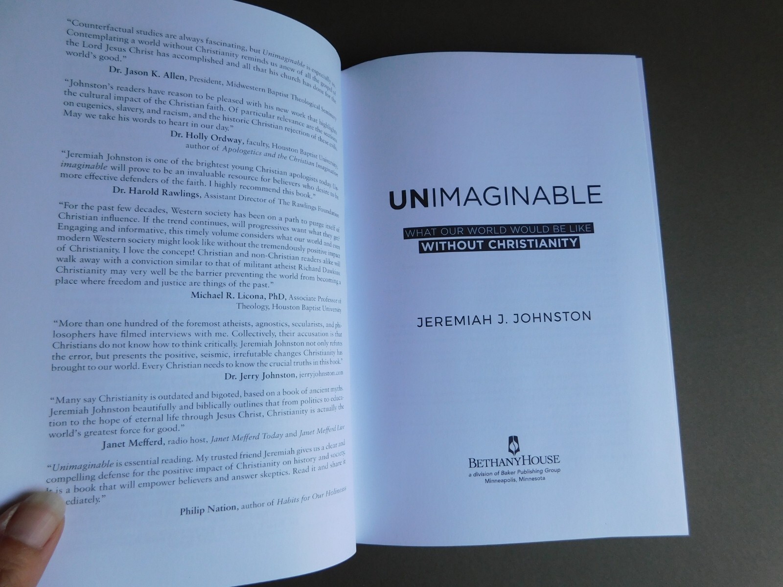 Unimaginable: What Our World Would Be Like Without Christianity – J Johnston HC
