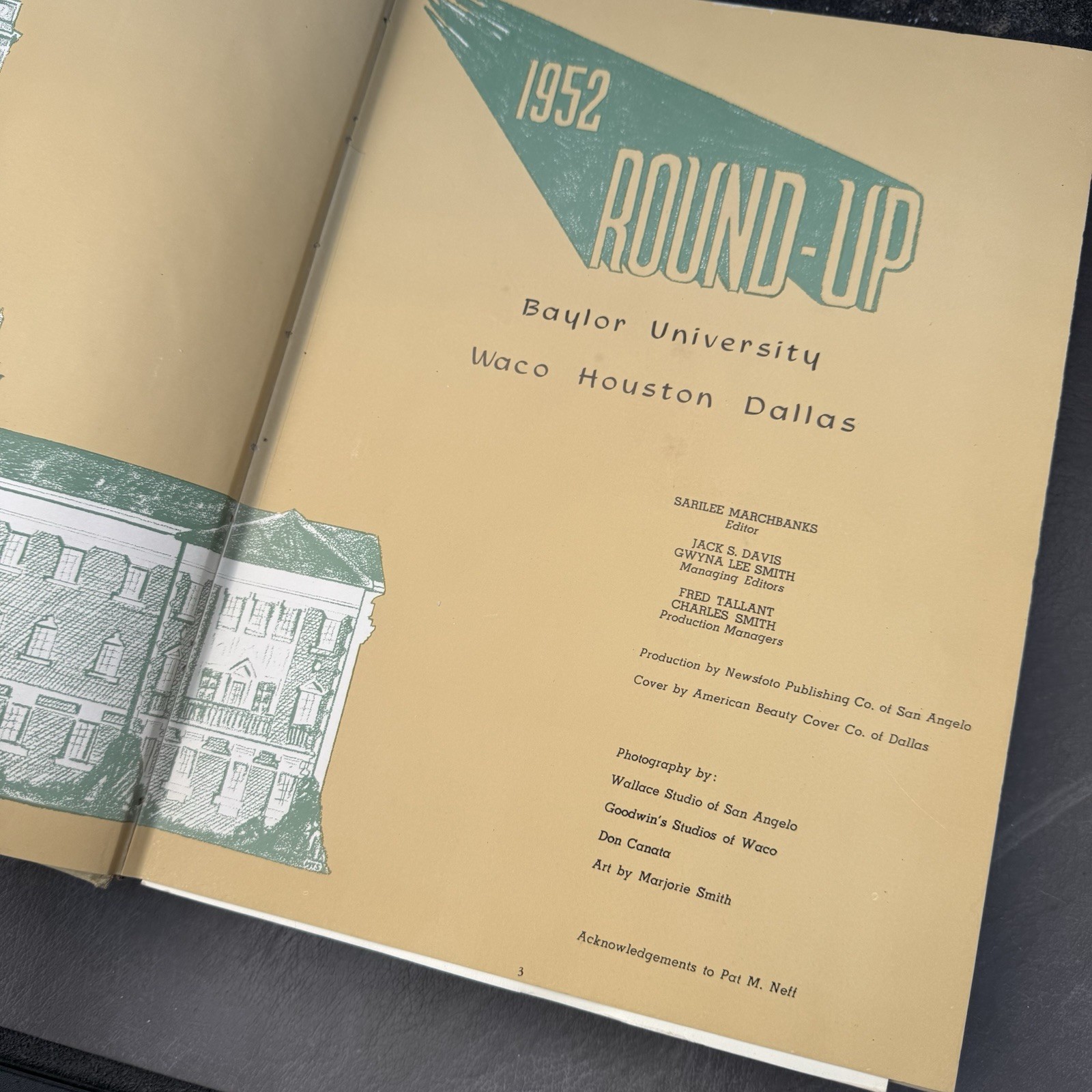 Baylor University 1952 Yearbook Round Up Annual Hardback Book Waco Texas Bears