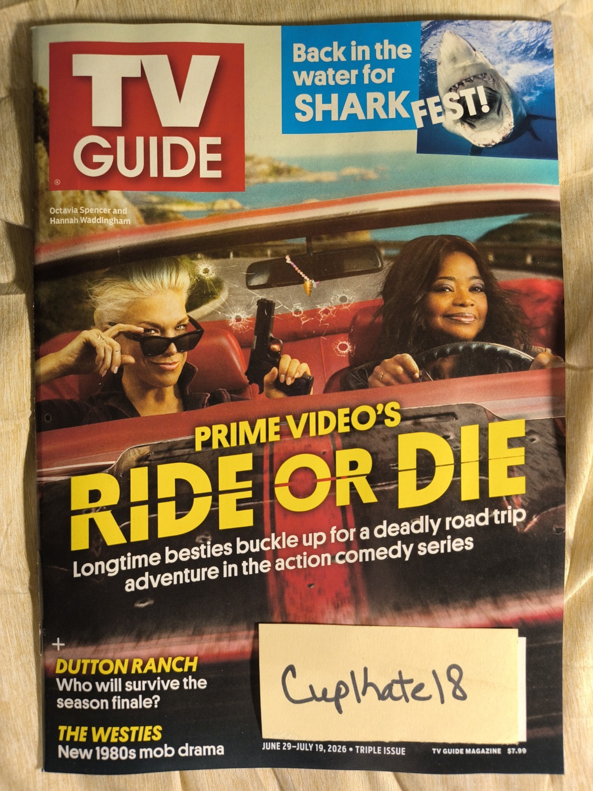 TV Guide Magazine NEW June 29 July 19 2026 Ride or Die SharkFest Scream 7