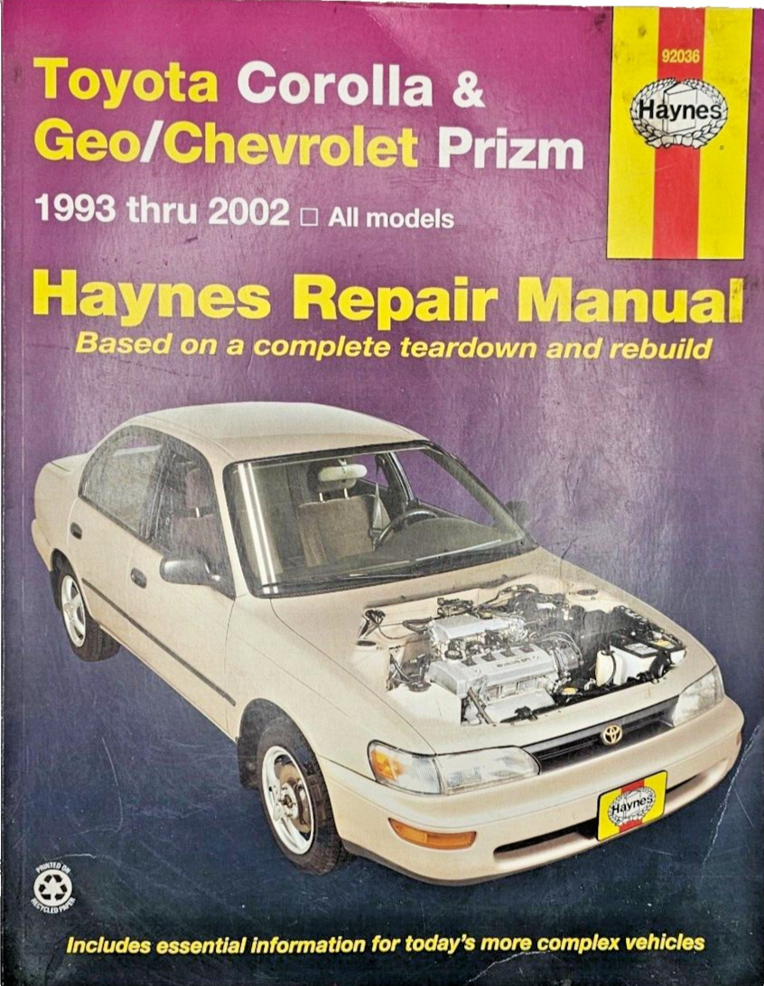 Haynes Repair Manual 92036 for Toyota Corolla Geo Chevrolet Prizm 1993-2002