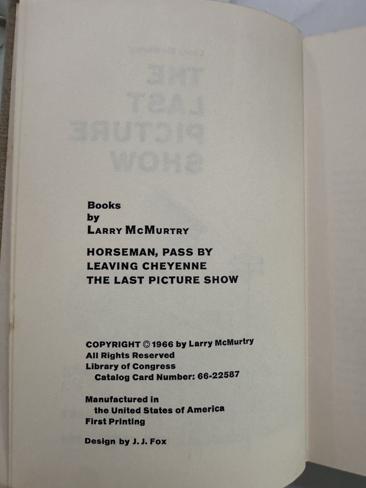 The Last Picture Show by Larry McMurtry (HC, 1st Edition, 1st Printing, 1966)
