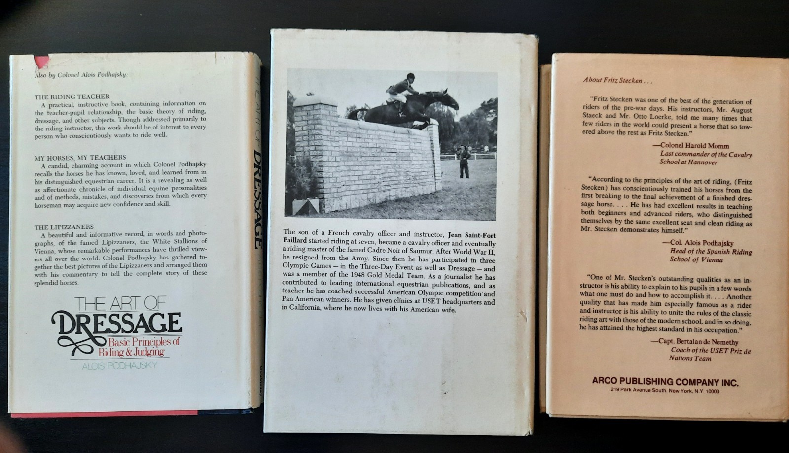 LOT of 3 Vintage Equestrian Hardcover Books Art Dressage Horse Rider Equitation