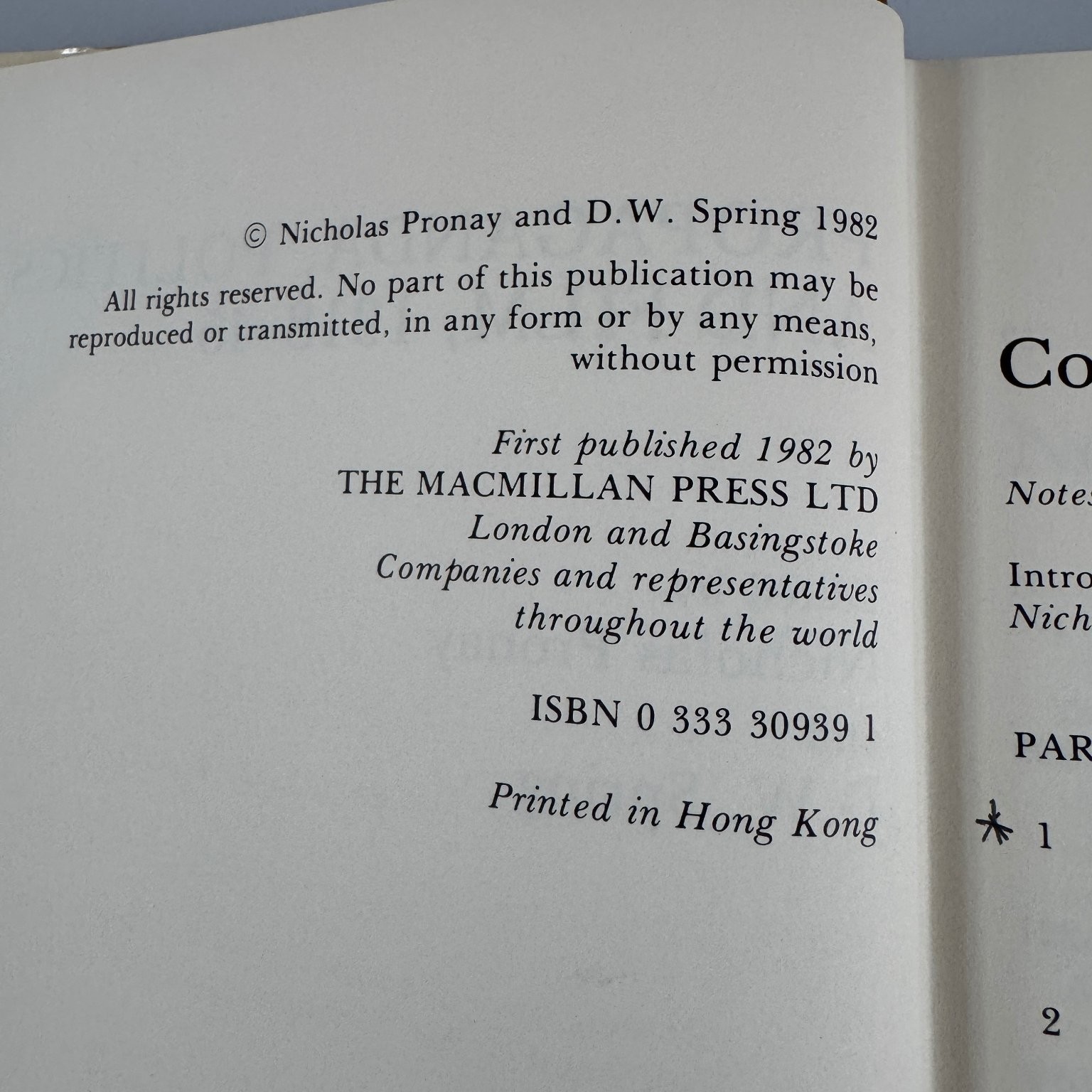 Propaganda Politics and Film 1918-45 Pronay Spring 1982 Hardcover Macmillan ARC