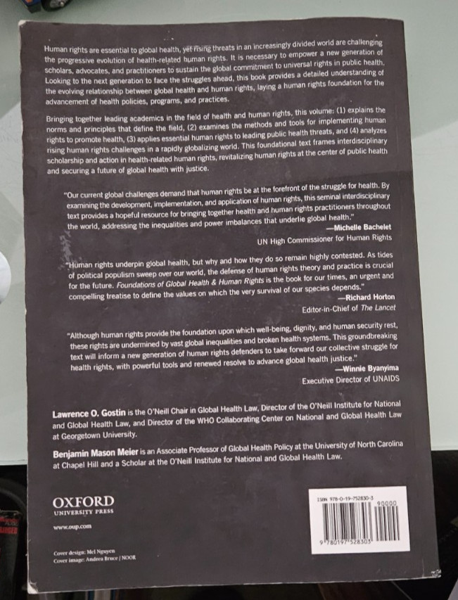 lawrence o gostin FOUNDATIONS OF GLOBAL HEALTH & HUMAN RIGHTS softcover